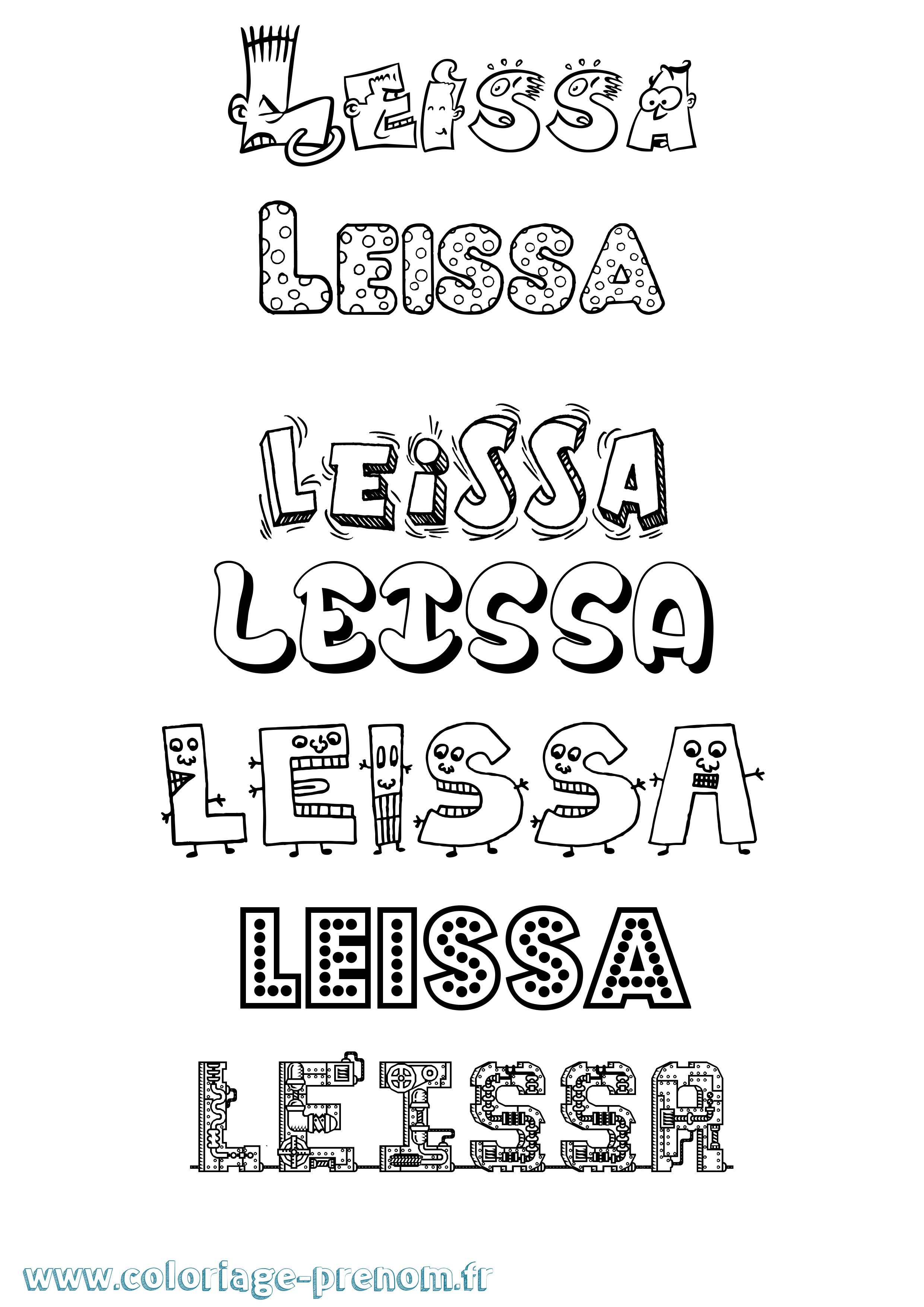 Coloriage Leissa Fun Coloriage prénom Leissa Fun