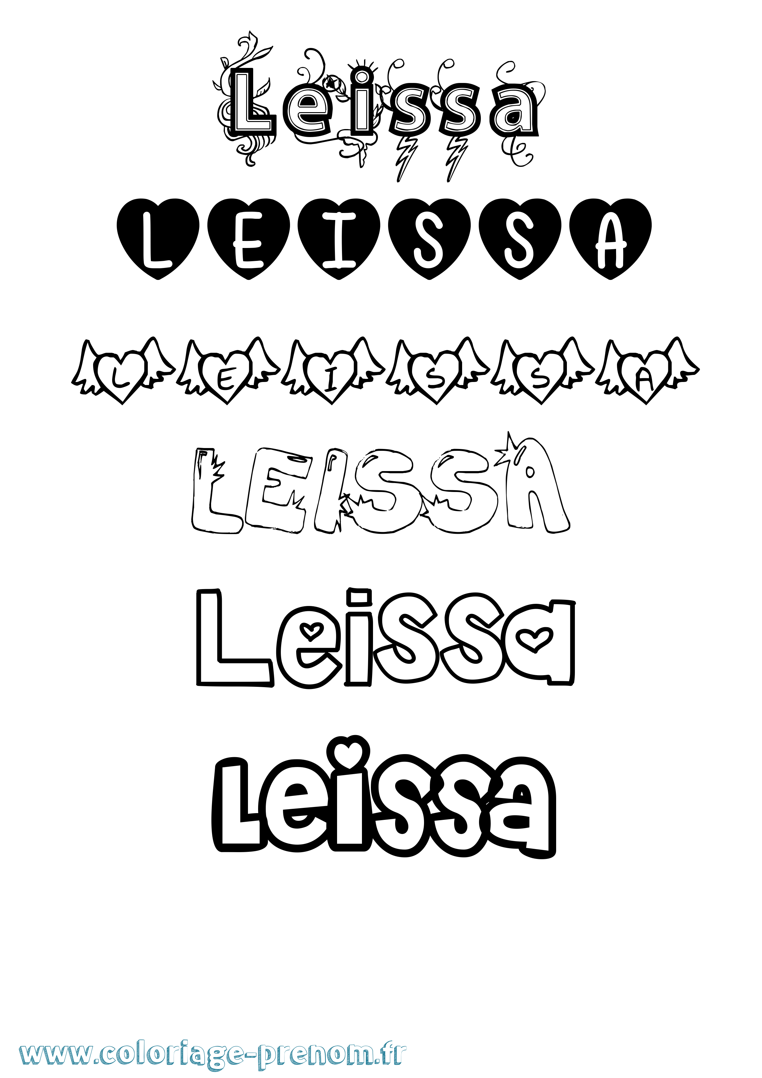Coloriage Leissa Girly Coloriage prénom Leissa Girly