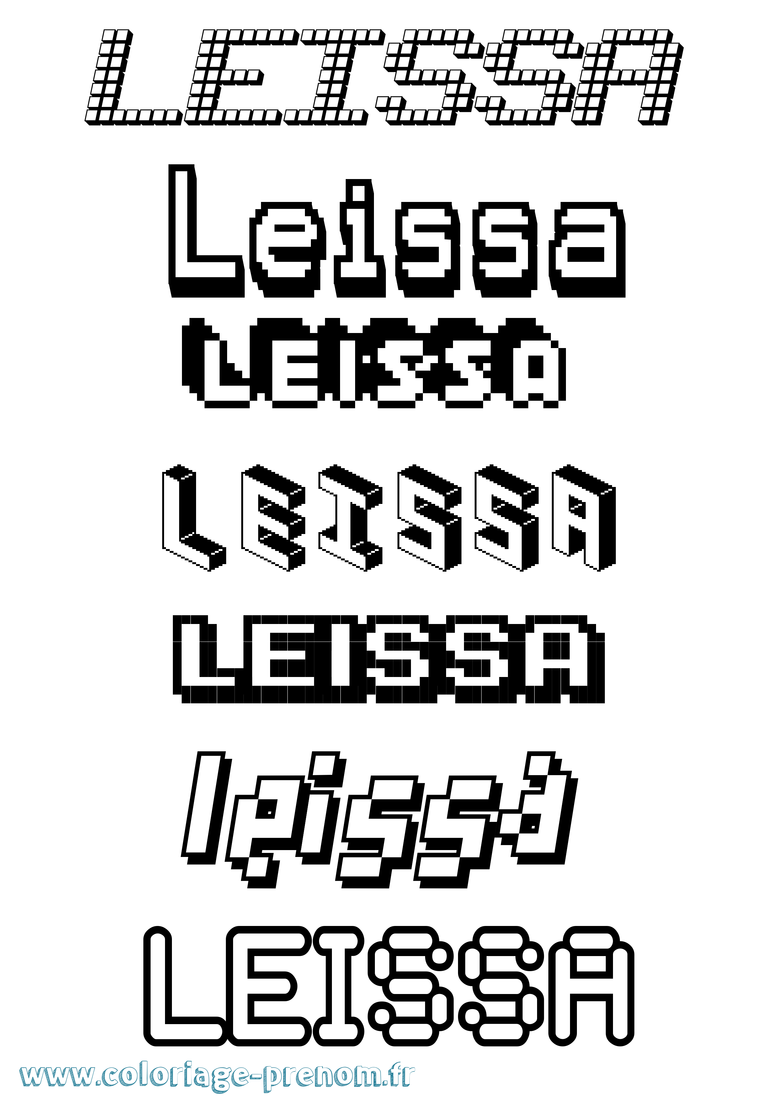 Coloriage Leissa Pixel Coloriage prénom Leissa Pixel