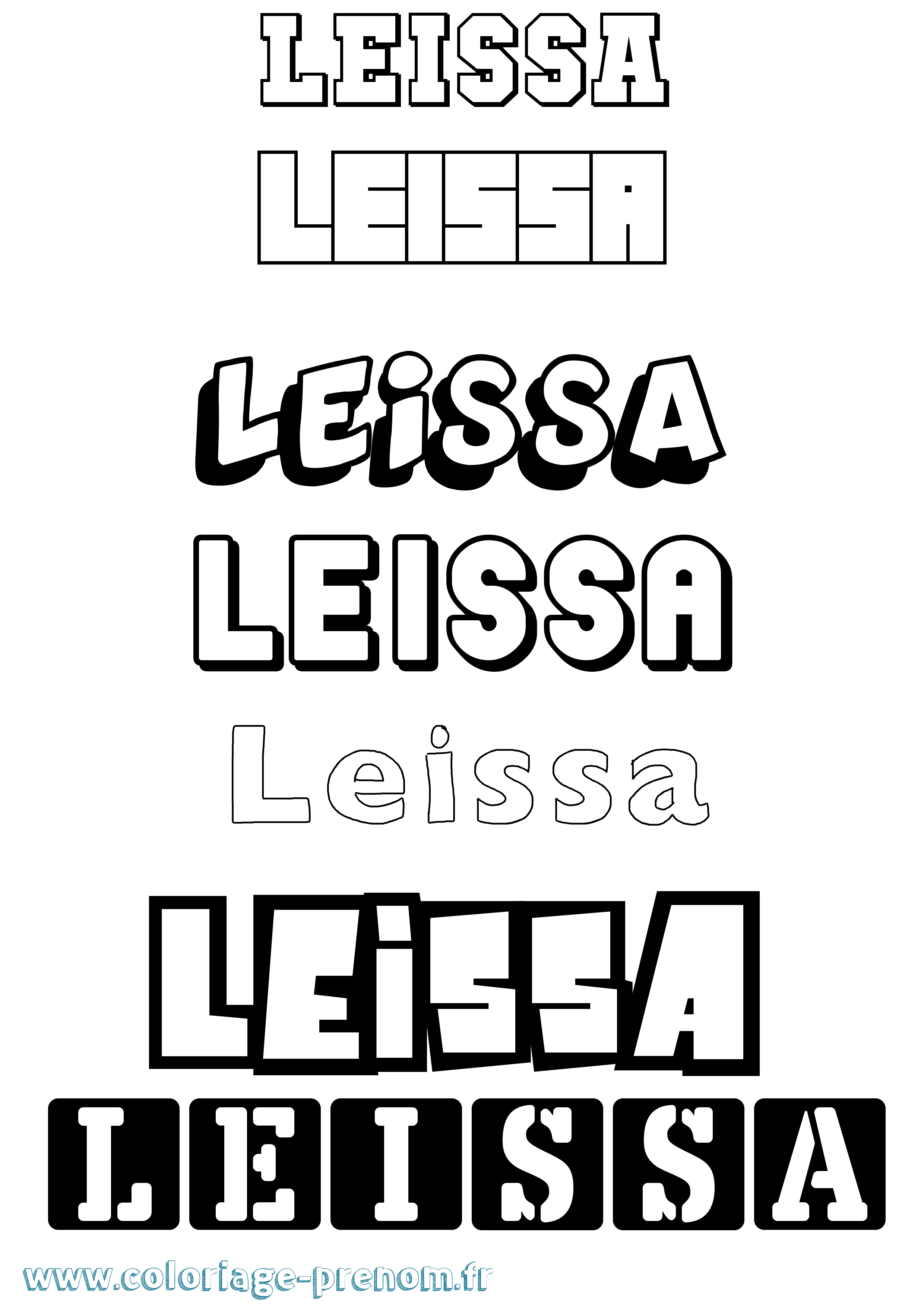 Coloriage Leissa Simple Coloriage prénom Leissa Simple