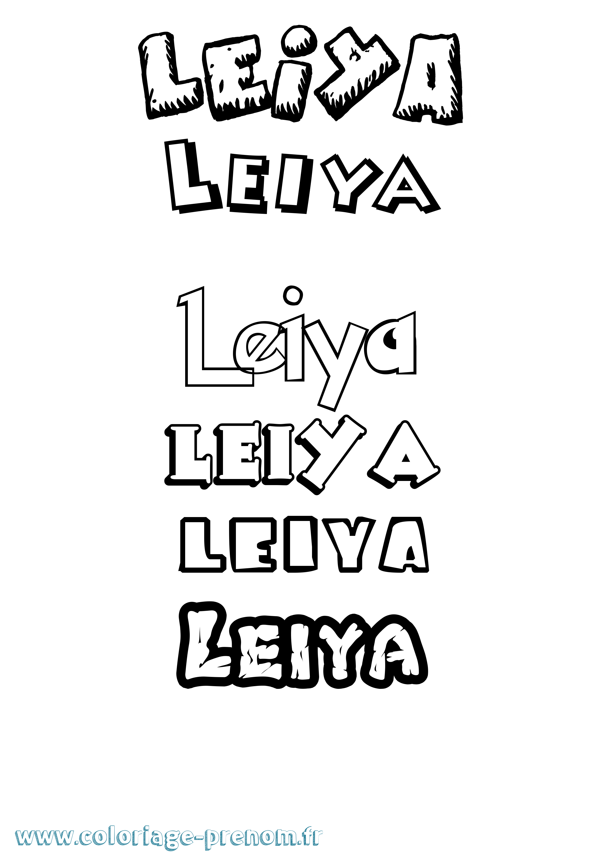 Coloriage Leiya Dessin Animé Coloriage prénom Leiya Dessin Animé