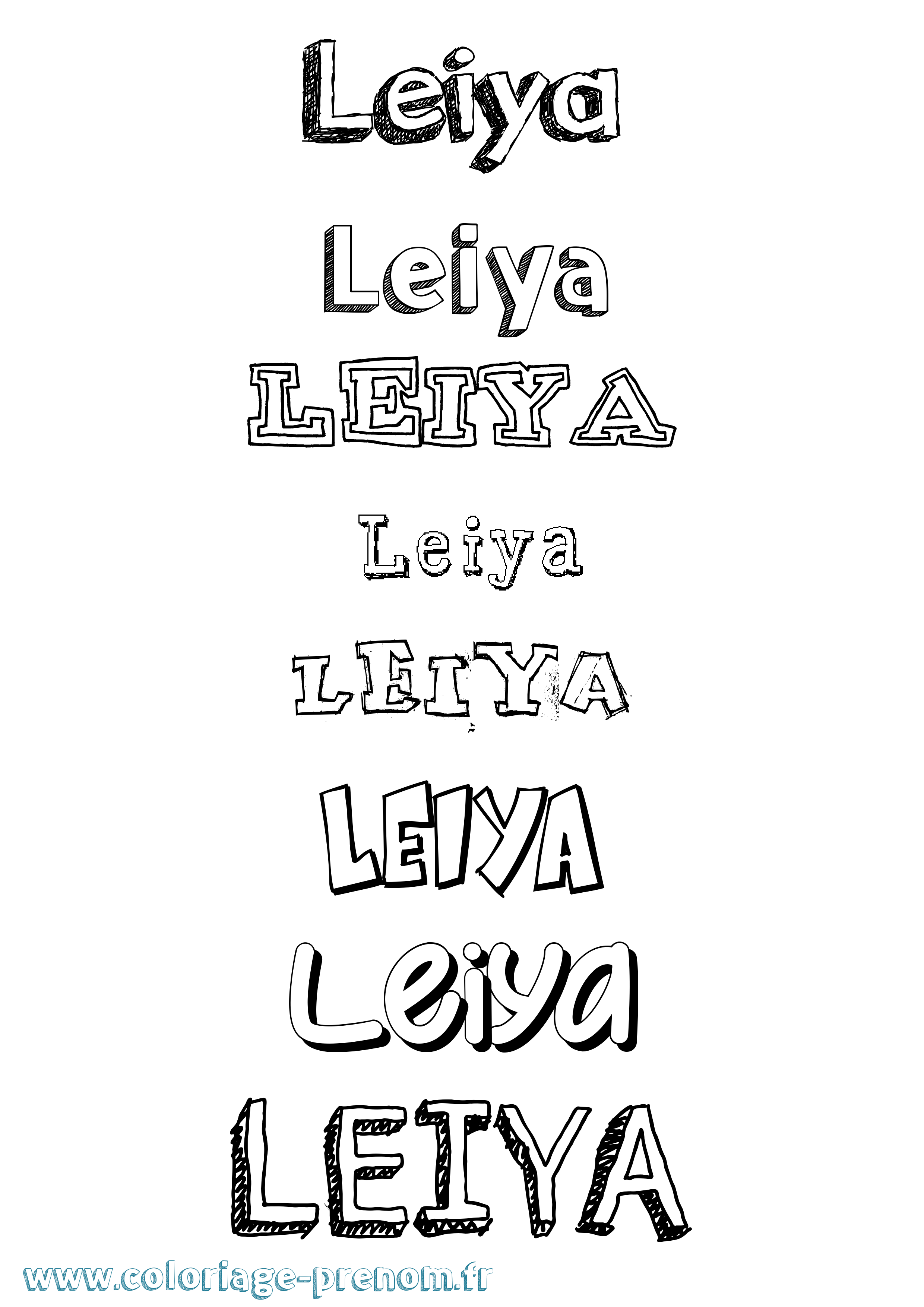 Coloriage Leiya Dessiné Coloriage prénom Leiya Dessiné