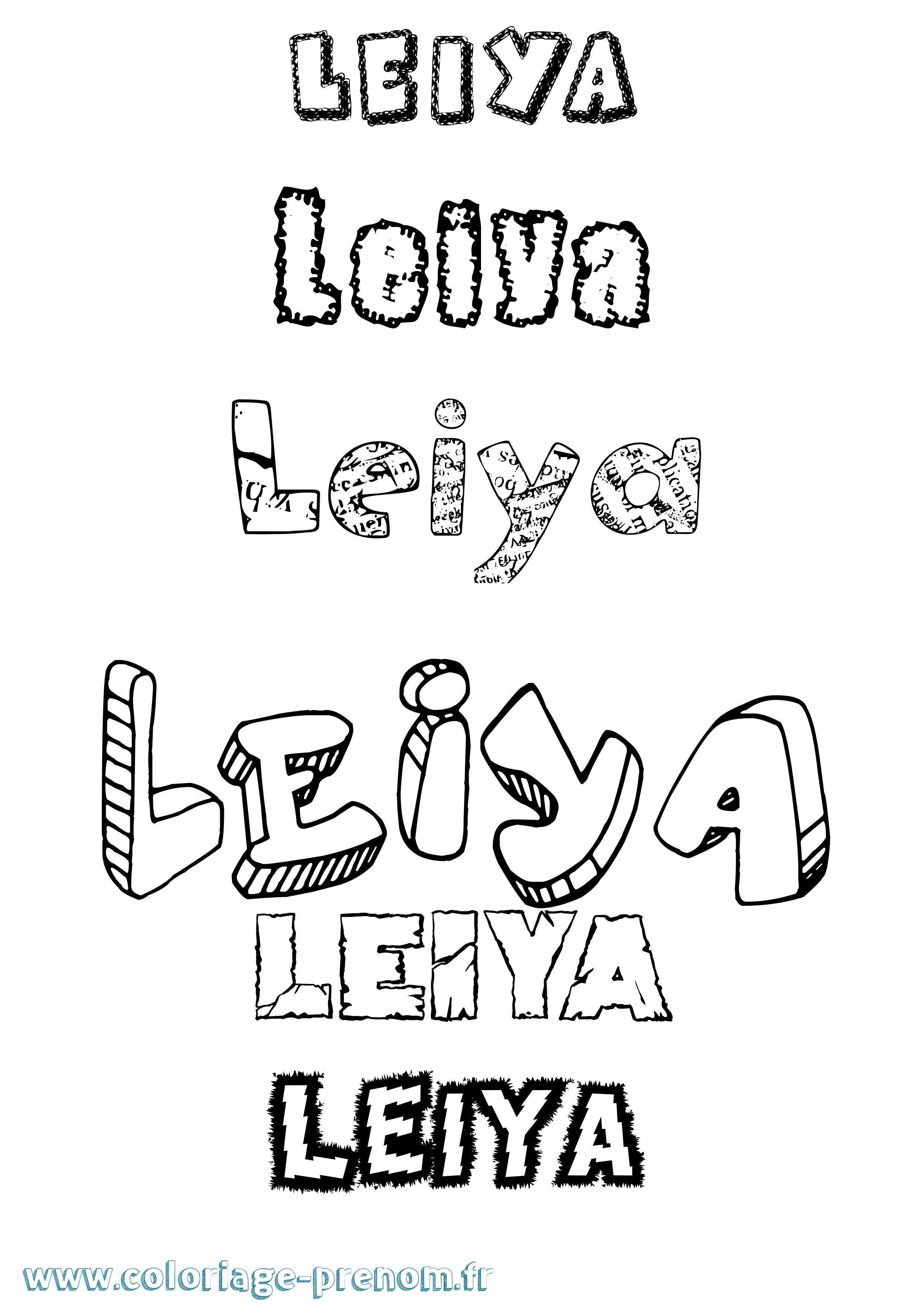 Coloriage Leiya Destructuré Coloriage prénom Leiya Destructuré
