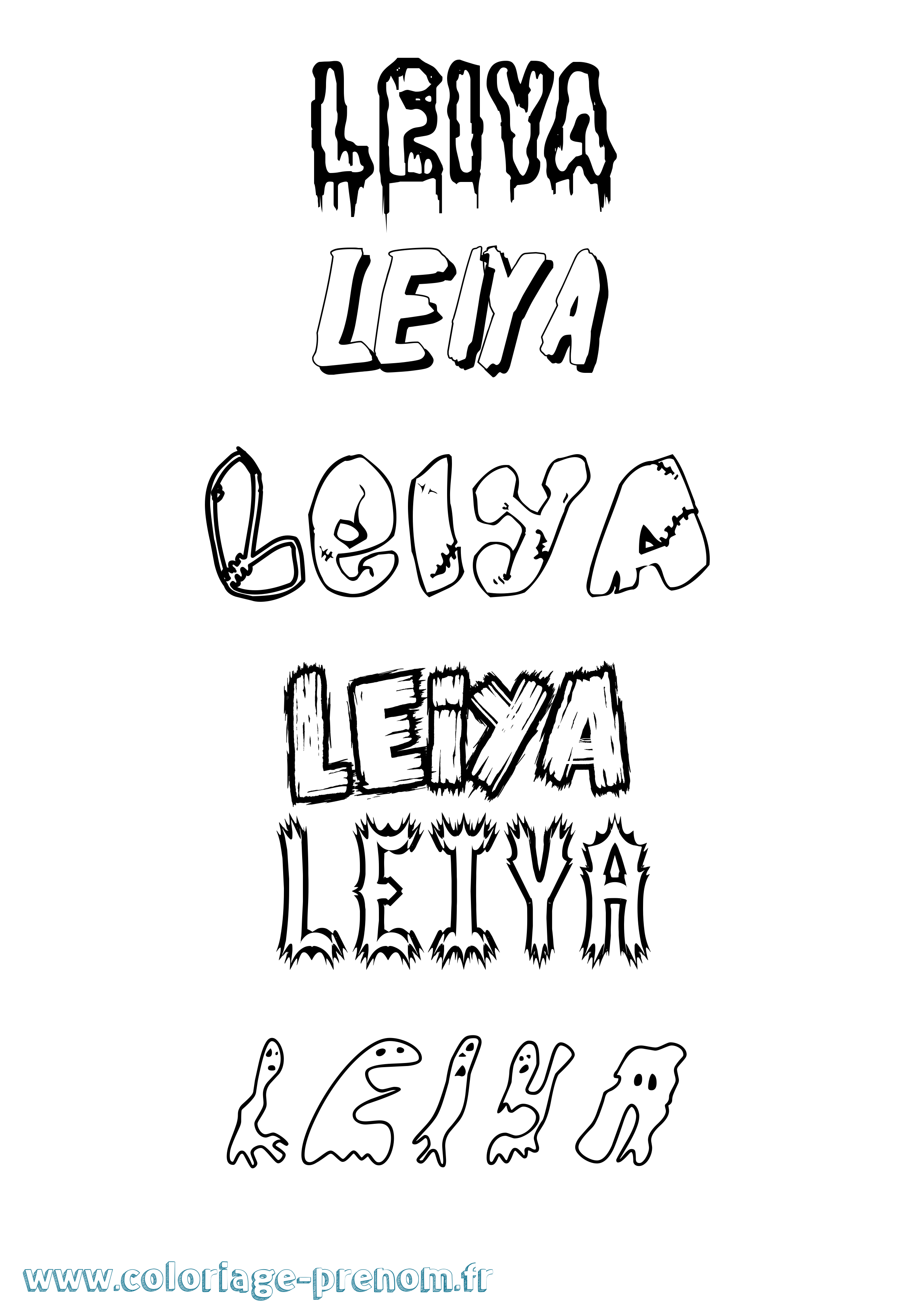 Coloriage Leiya Frisson Coloriage prénom Leiya Frisson