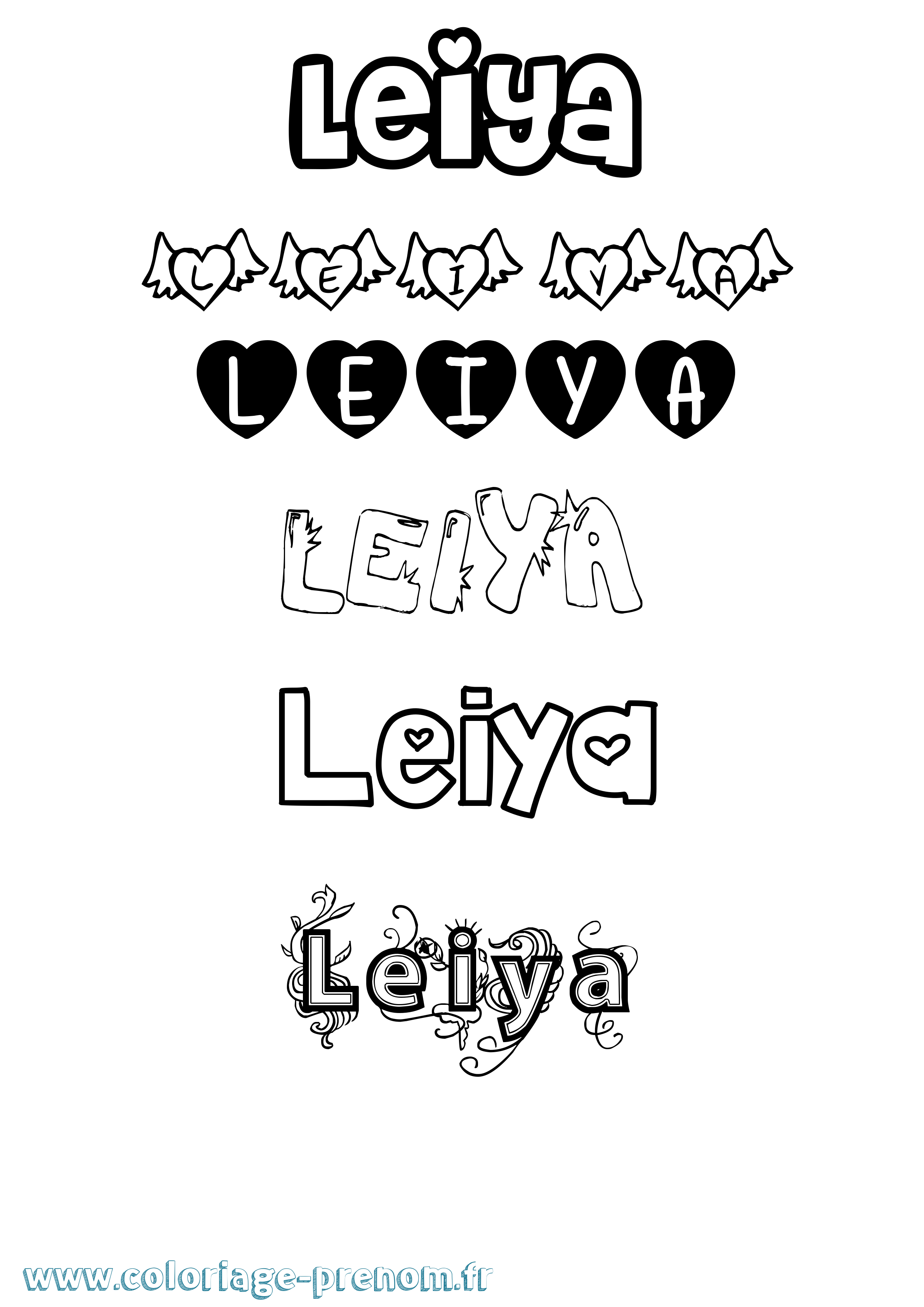 Coloriage Leiya Girly Coloriage prénom Leiya Girly