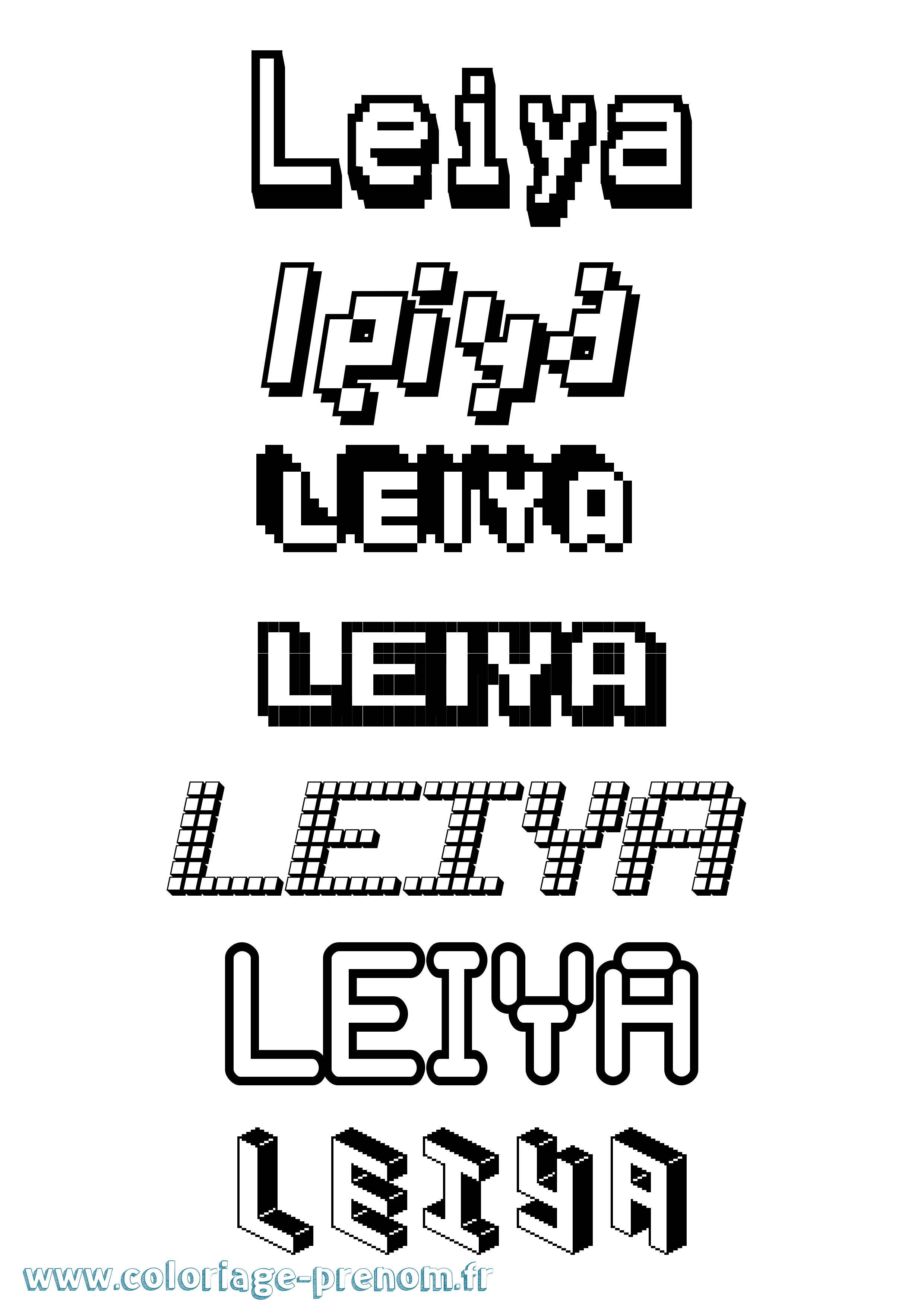 Coloriage Leiya Pixel Coloriage prénom Leiya Pixel