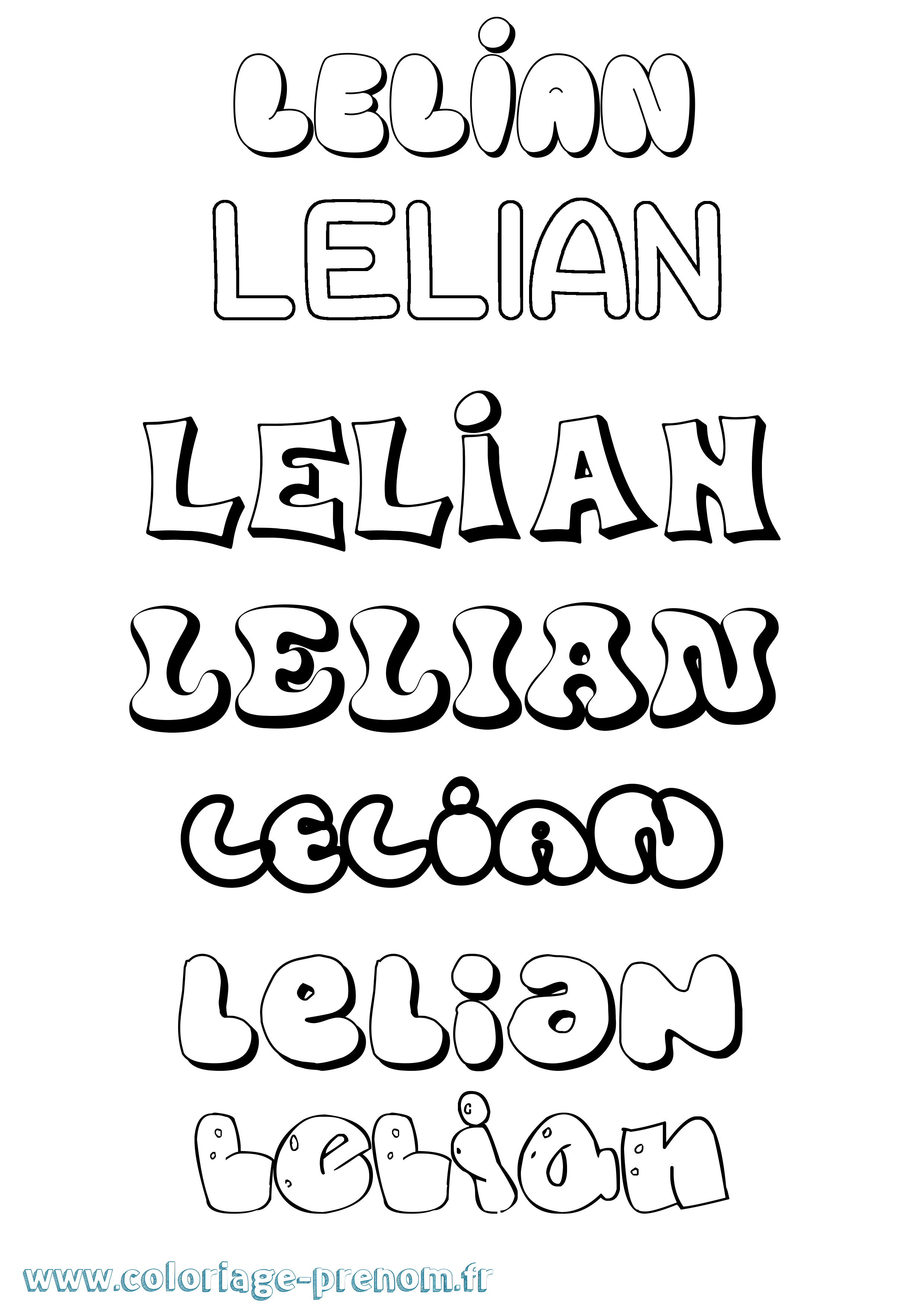 Coloriage Lelian Bubble Coloriage prénom Lelian Bubble