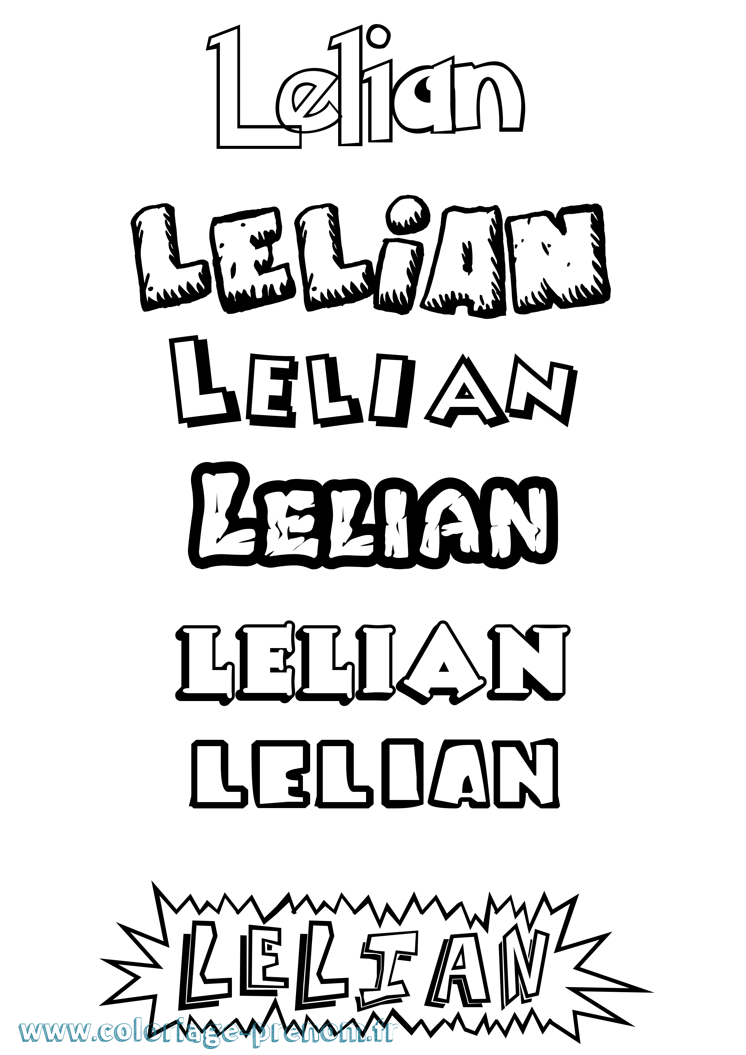 Coloriage Lelian Dessin Animé Coloriage prénom Lelian Dessin Animé