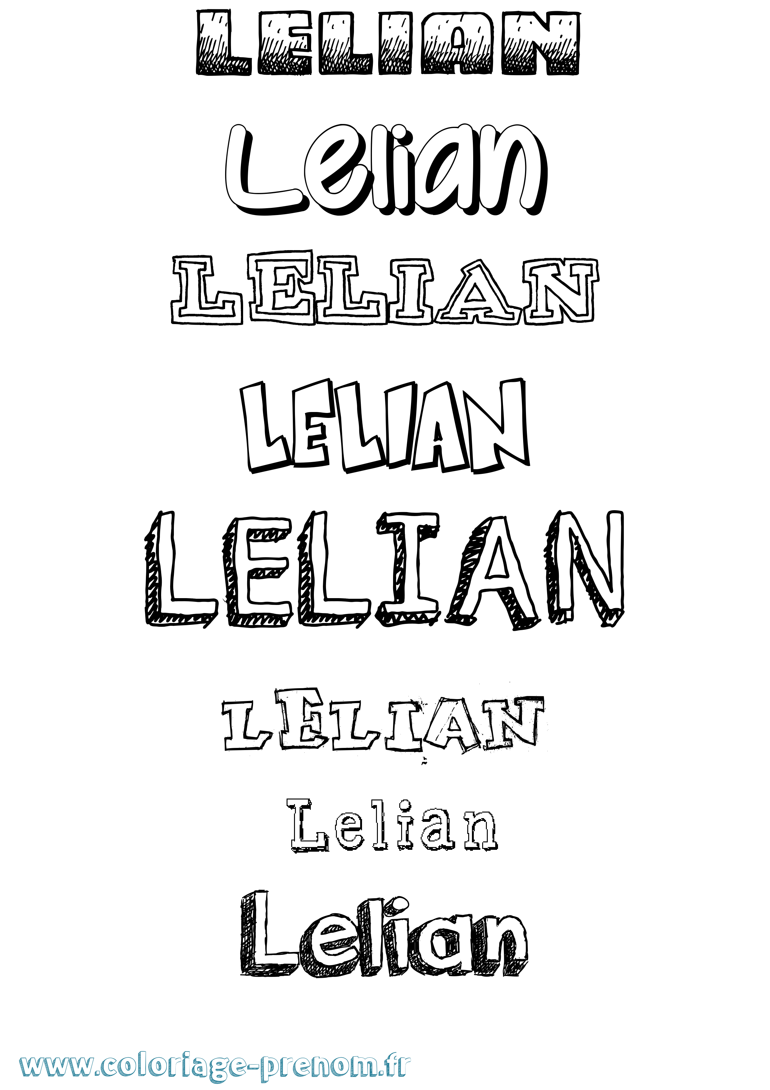 Coloriage Lelian Dessiné Coloriage prénom Lelian Dessiné