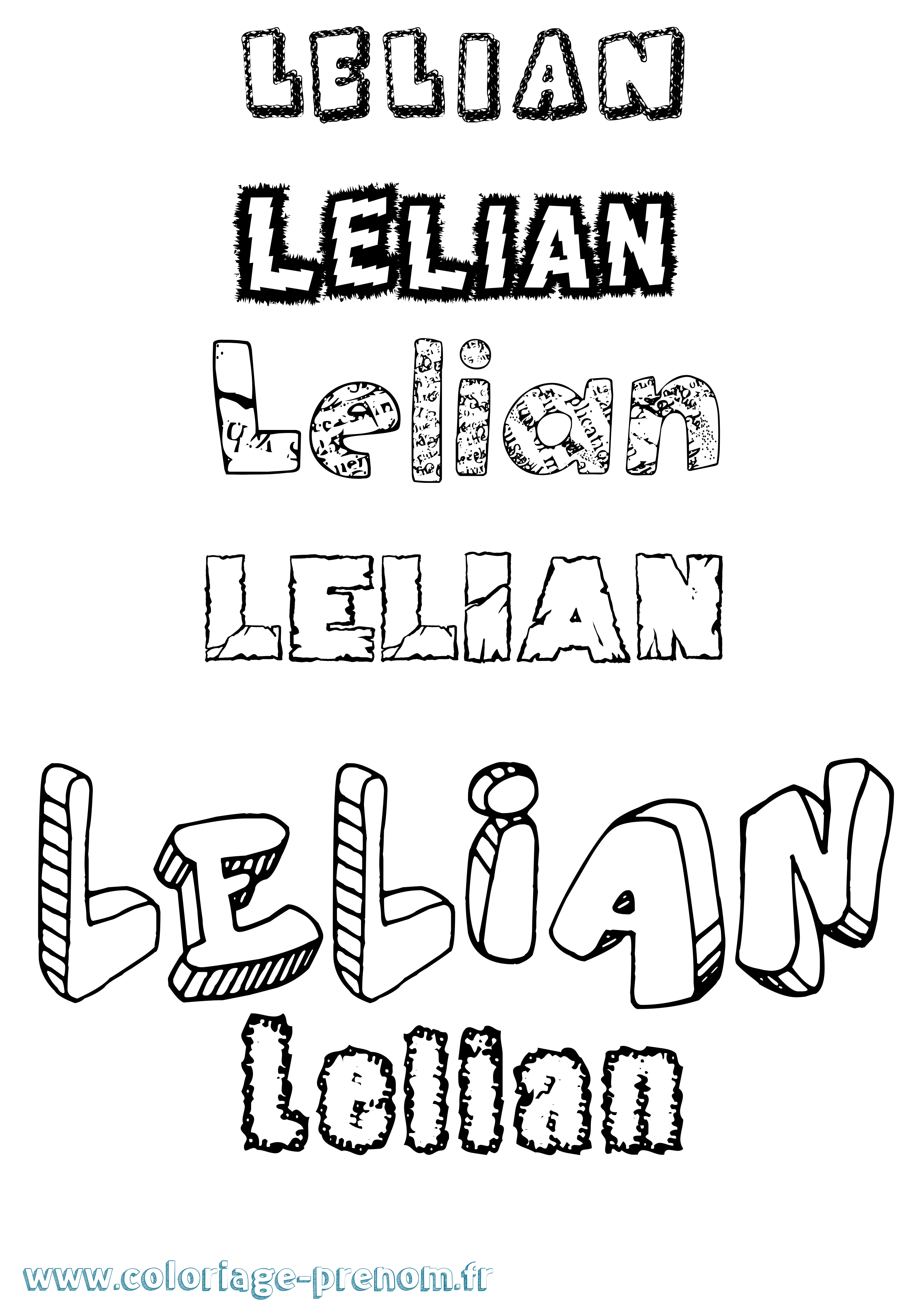Coloriage Lelian Destructuré Coloriage prénom Lelian Destructuré