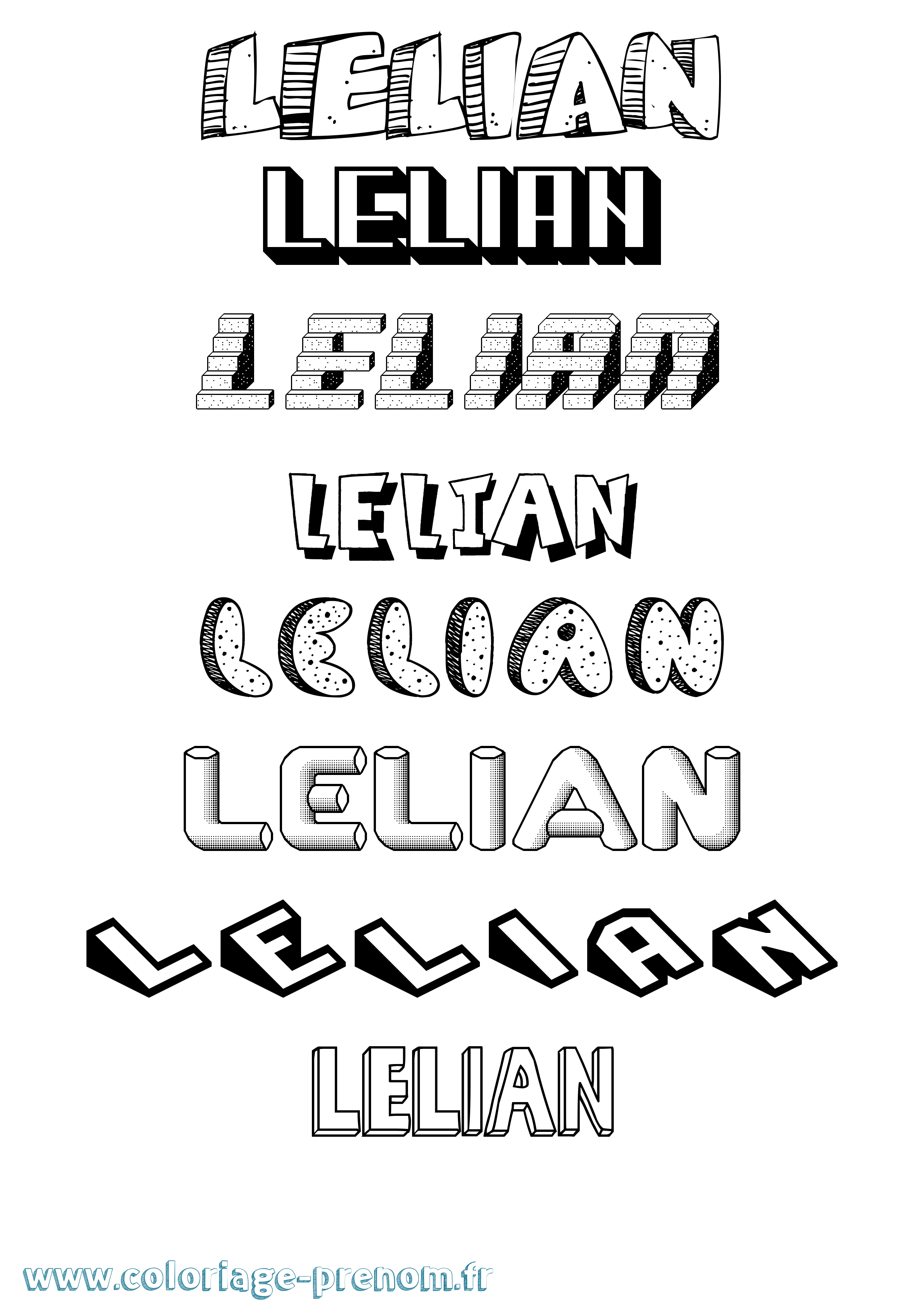 Coloriage Lelian Effet 3D Coloriage prénom Lelian Effet 3D