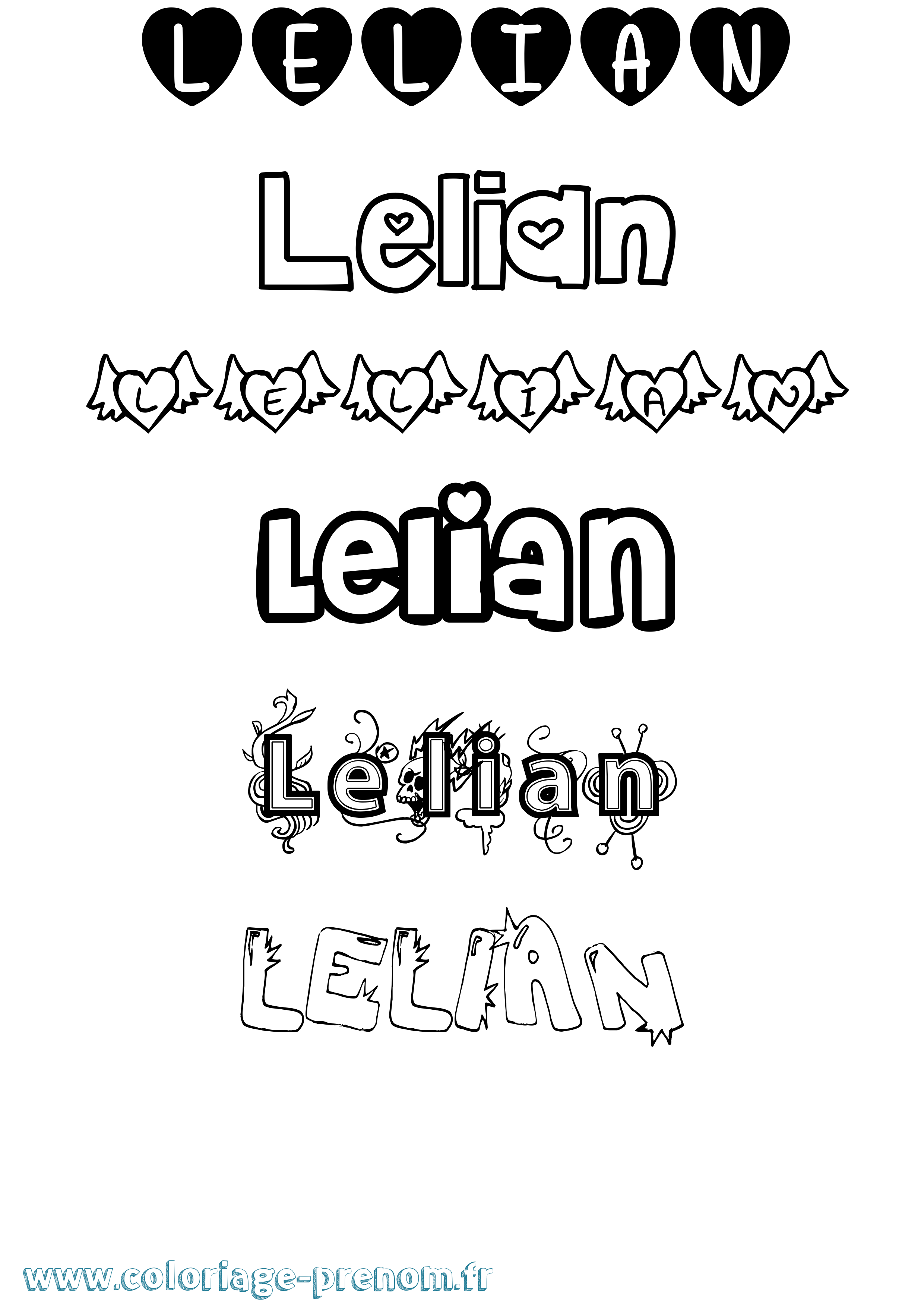 Coloriage Lelian Girly Coloriage prénom Lelian Girly