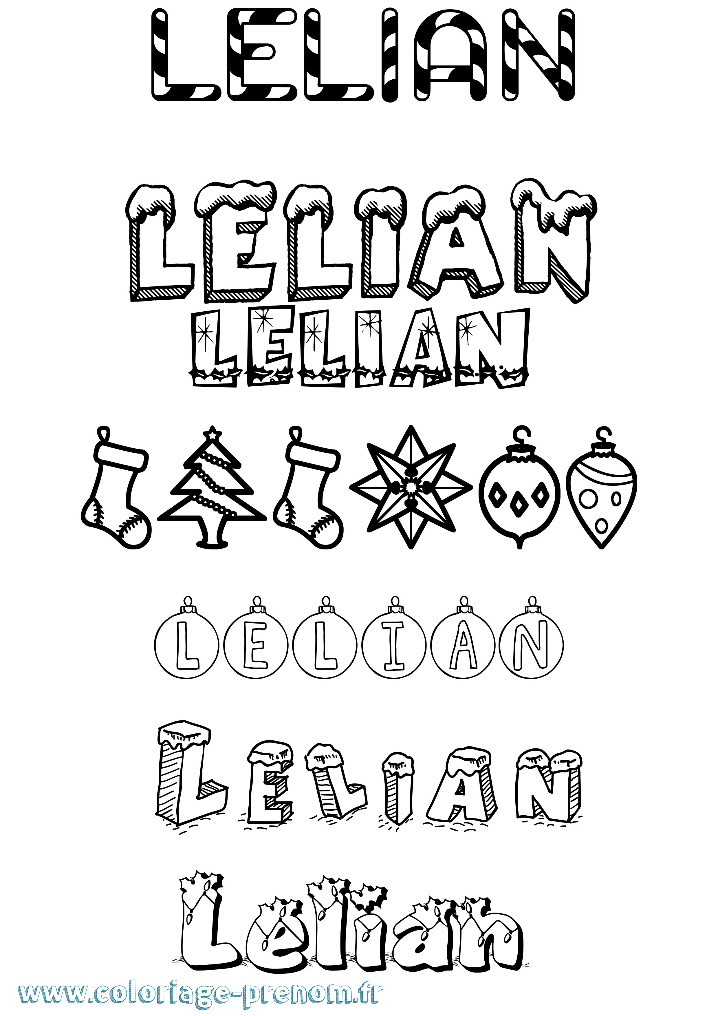 Coloriage Lelian Noël Coloriage prénom Lelian Noël