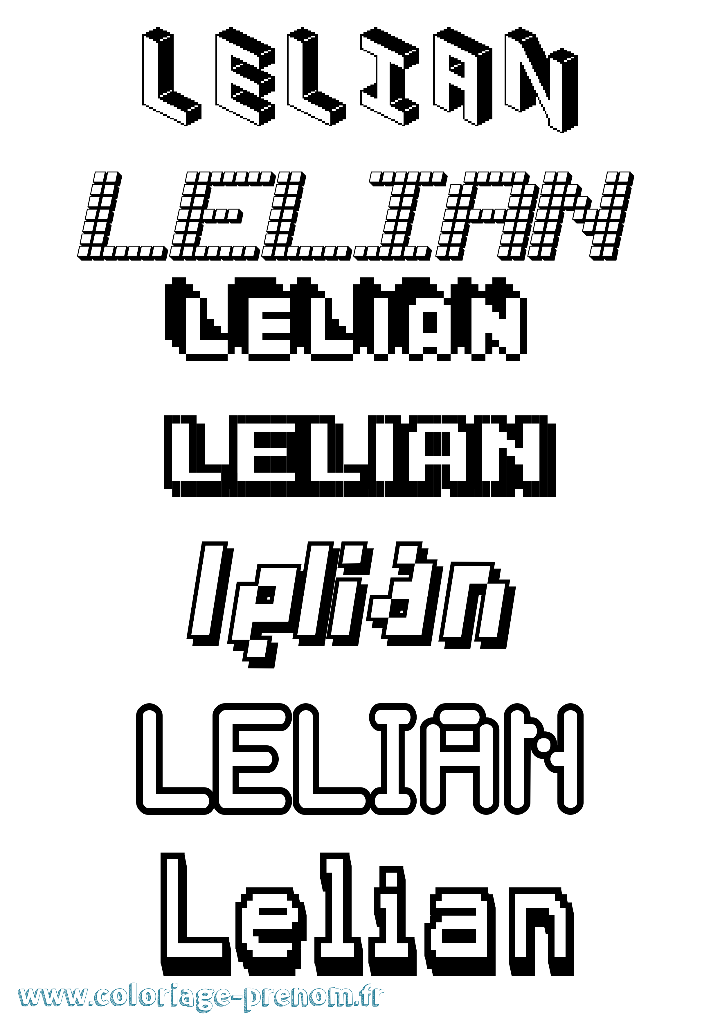 Coloriage Lelian Pixel Coloriage prénom Lelian Pixel