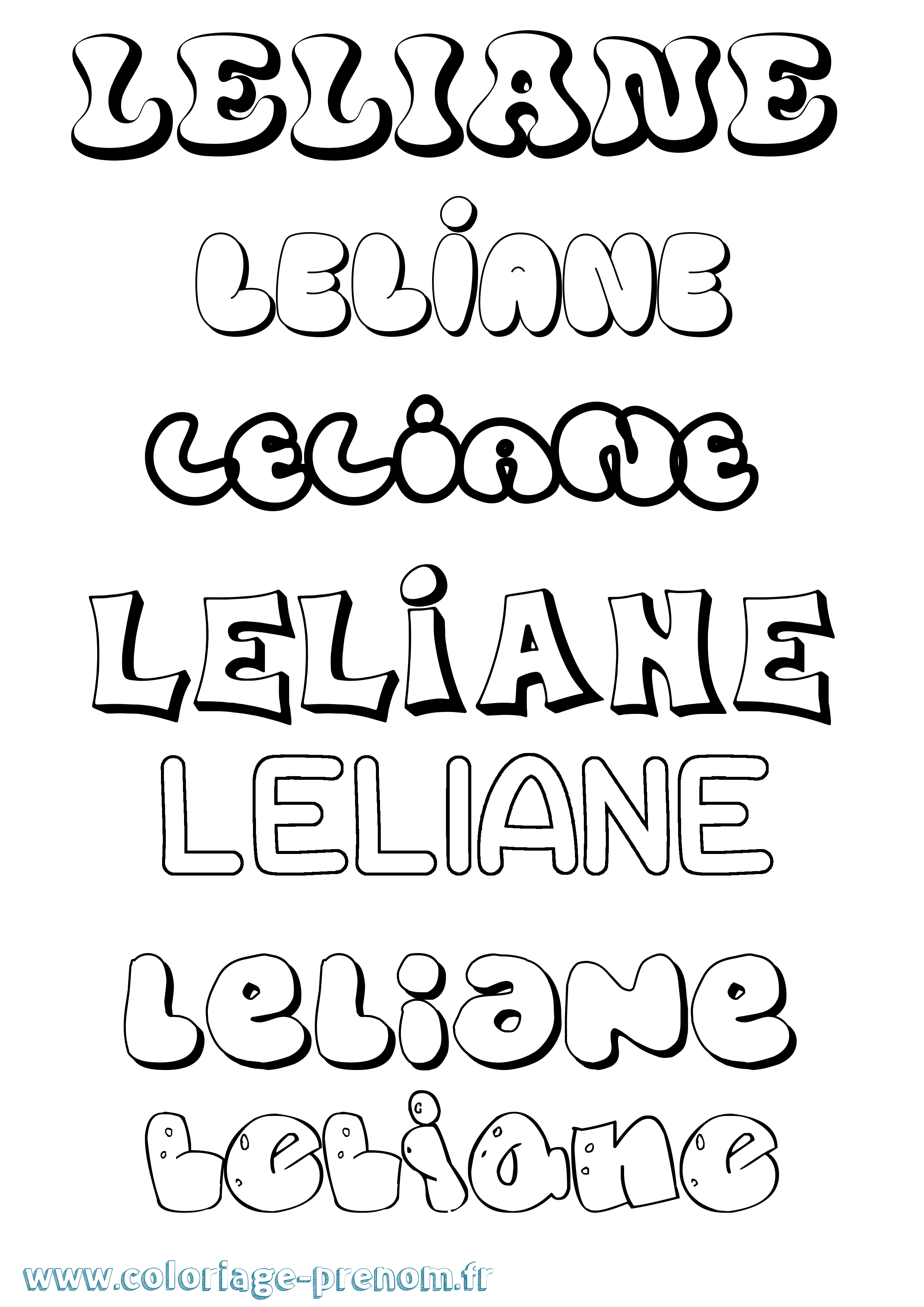 Coloriage Leliane Bubble Coloriage prénom Leliane Bubble