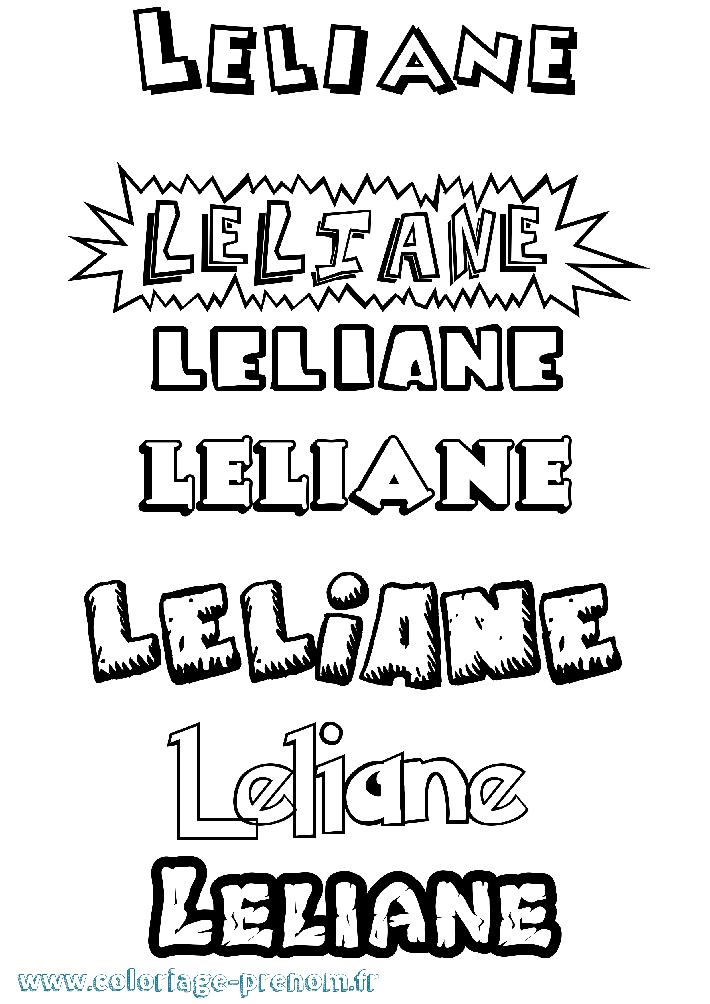 Coloriage Leliane Dessin Animé Coloriage prénom Leliane Dessin Animé