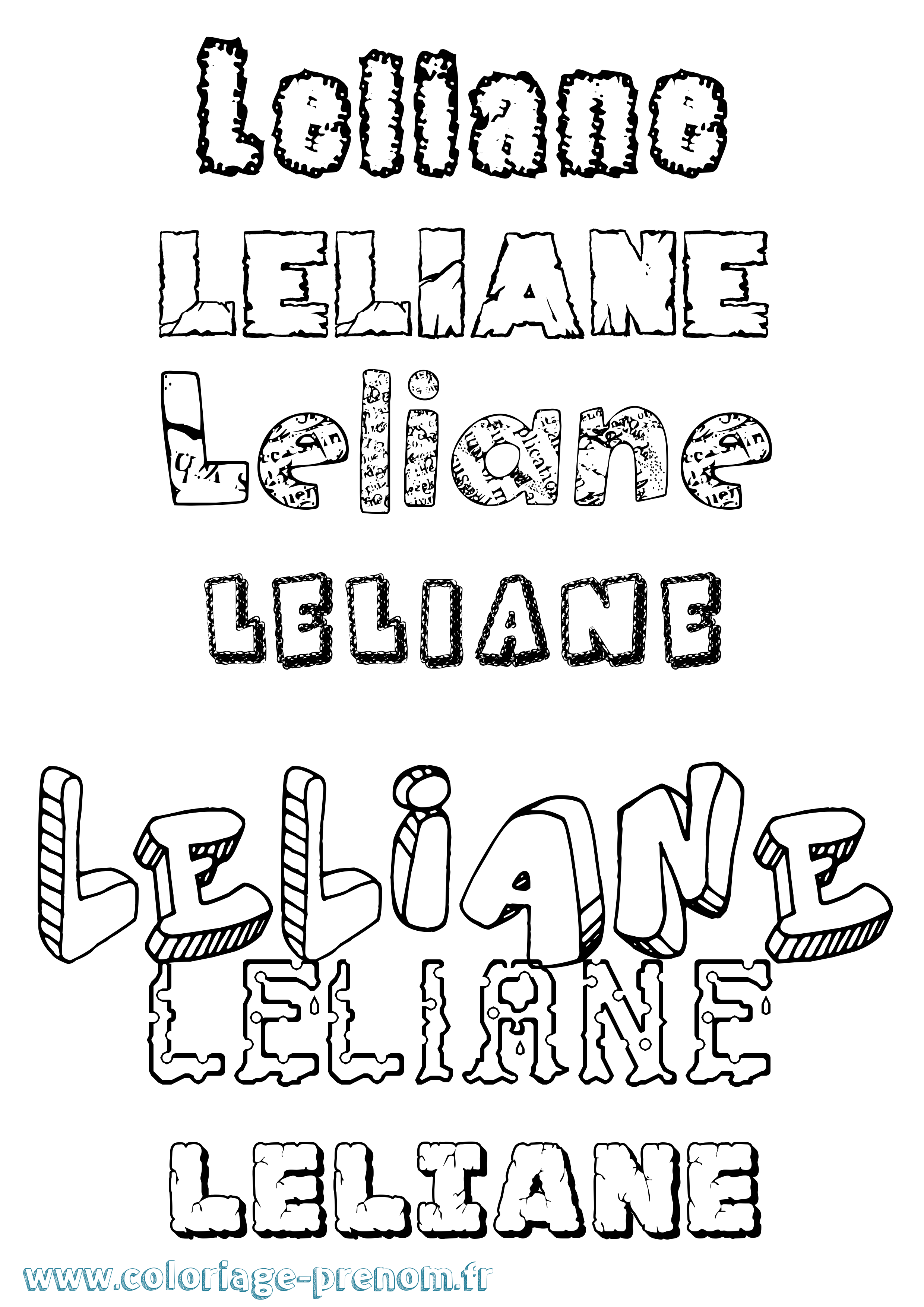 Coloriage Leliane Destructuré Coloriage prénom Leliane Destructuré