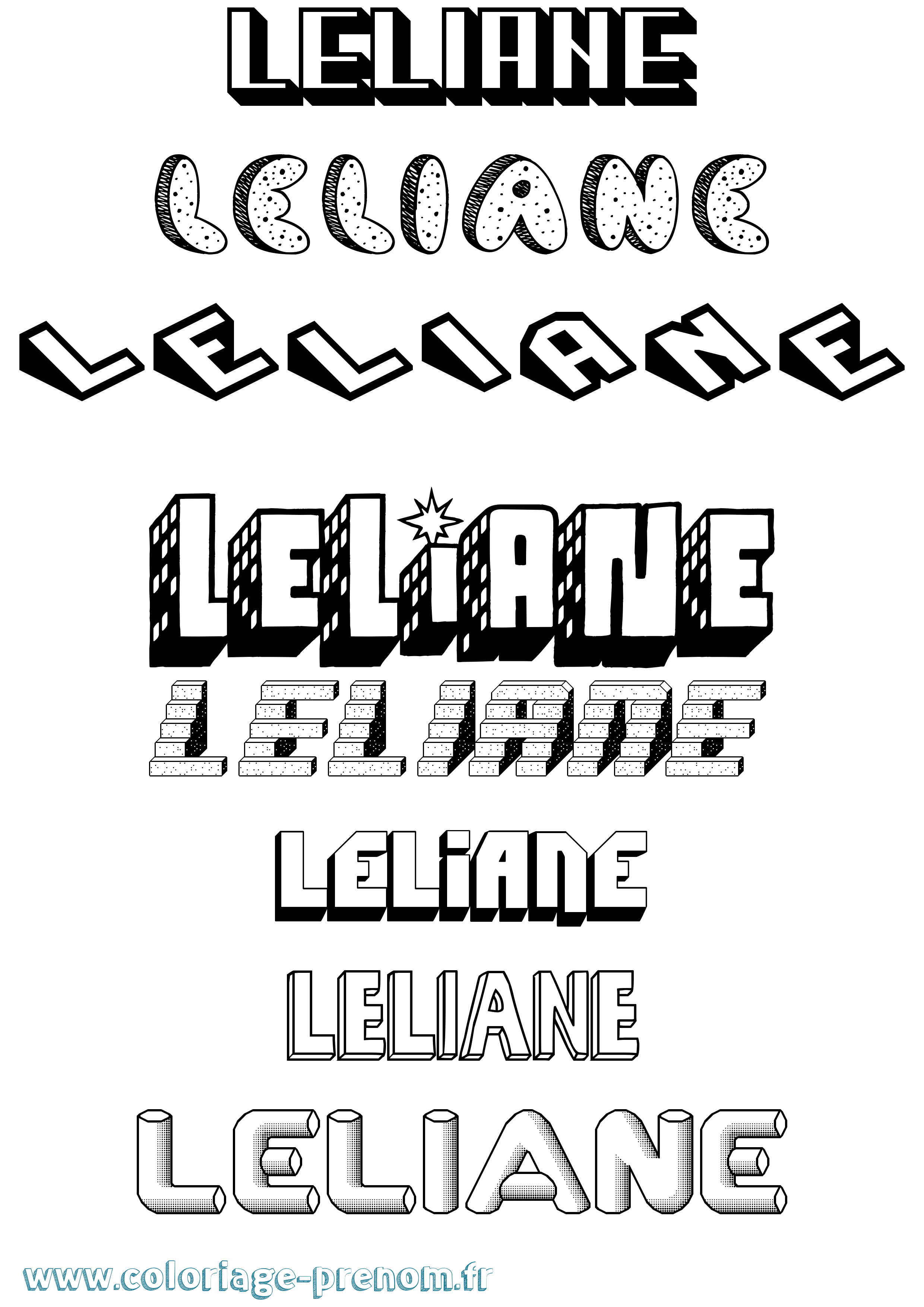 Coloriage Leliane Effet 3D Coloriage prénom Leliane Effet 3D