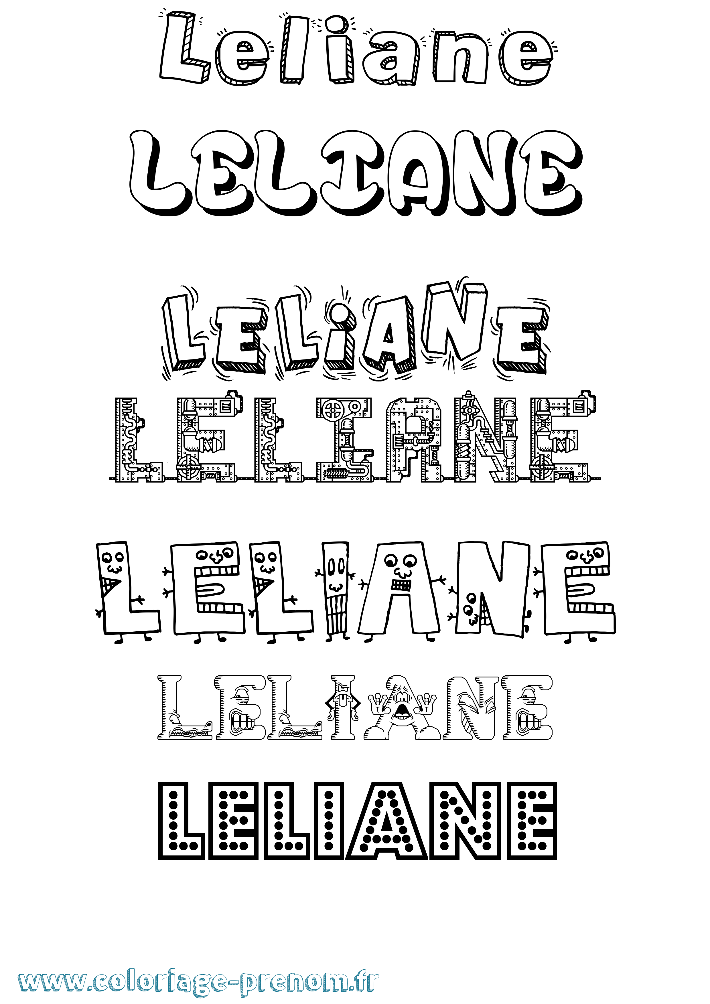 Coloriage Leliane Fun Coloriage prénom Leliane Fun