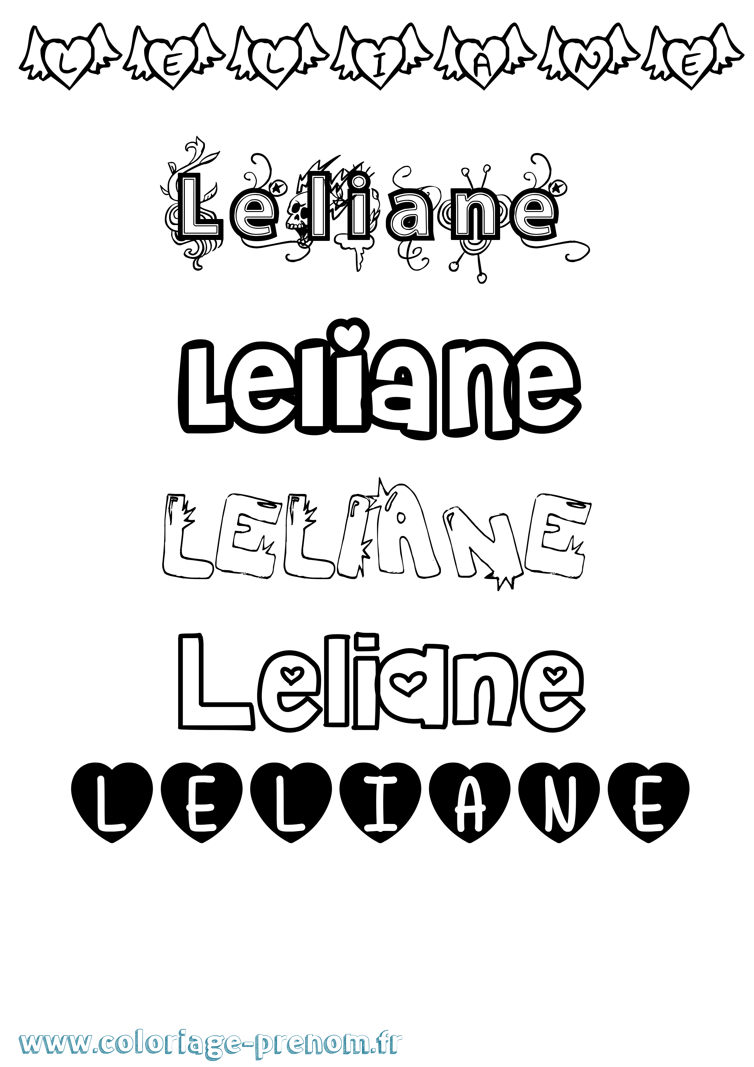 Coloriage Leliane Girly Coloriage prénom Leliane Girly
