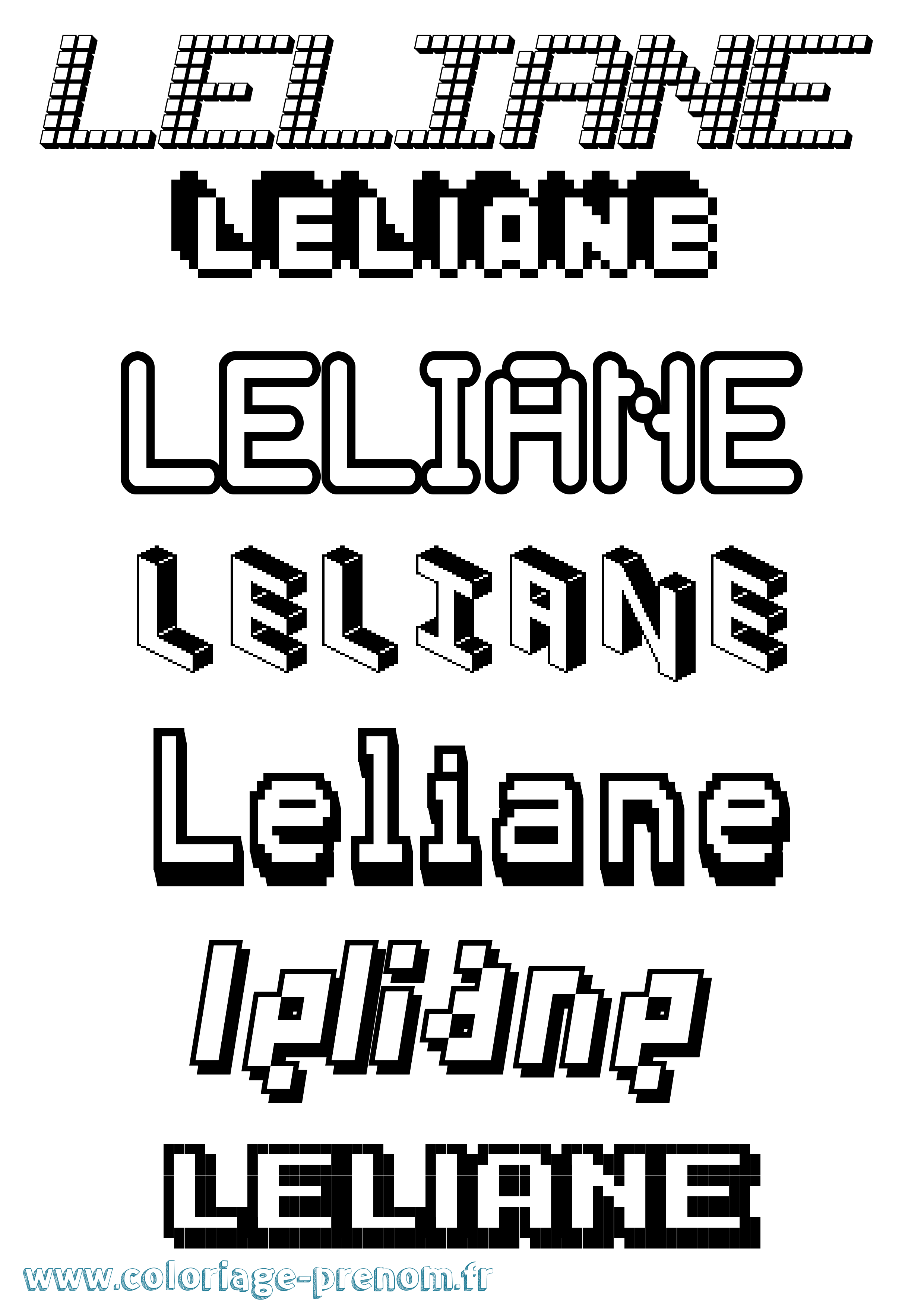 Coloriage Leliane Pixel Coloriage prénom Leliane Pixel