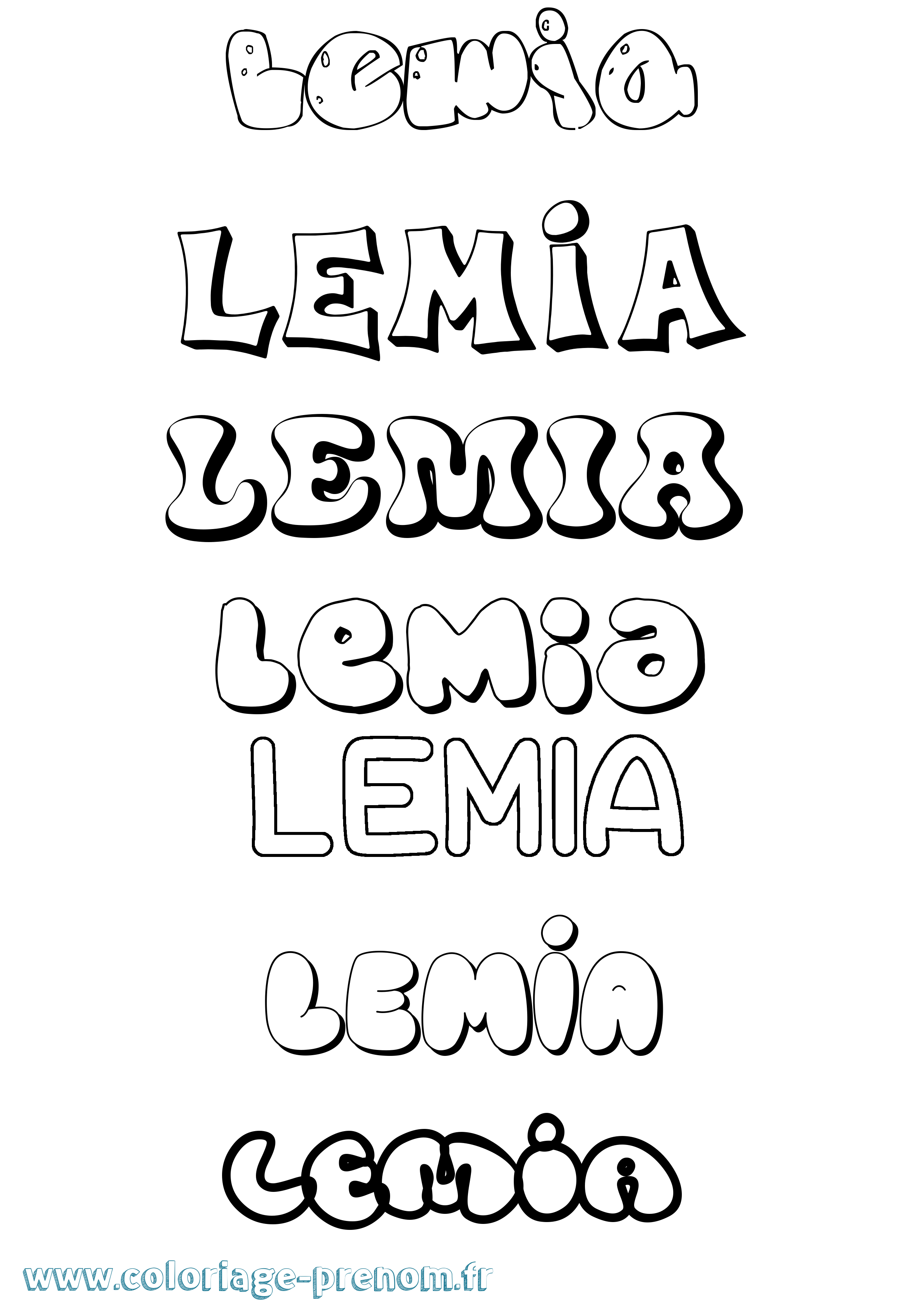 Coloriage Lemia Bubble Coloriage prénom Lemia Bubble