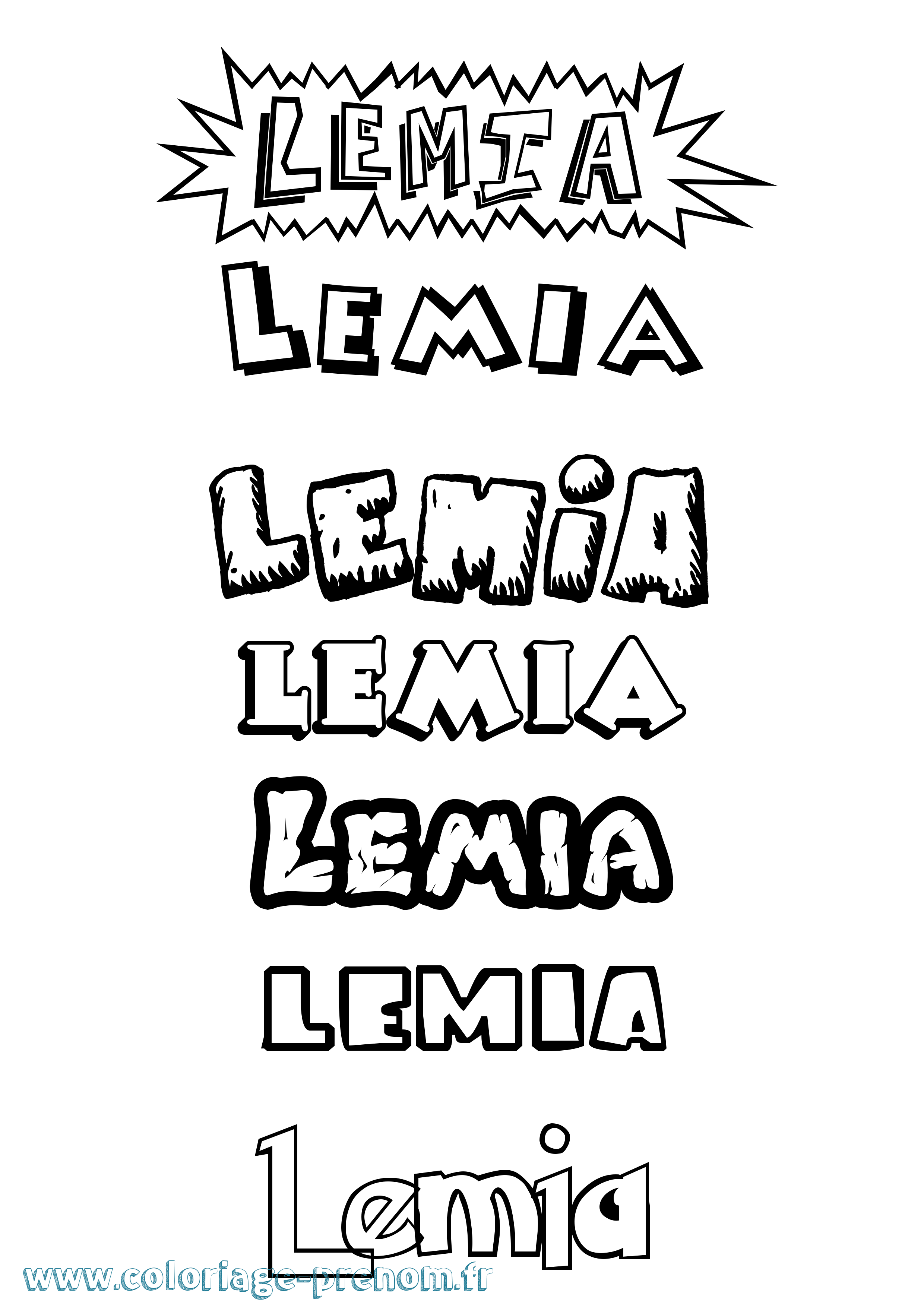 Coloriage Lemia Dessin Animé Coloriage prénom Lemia Dessin Animé