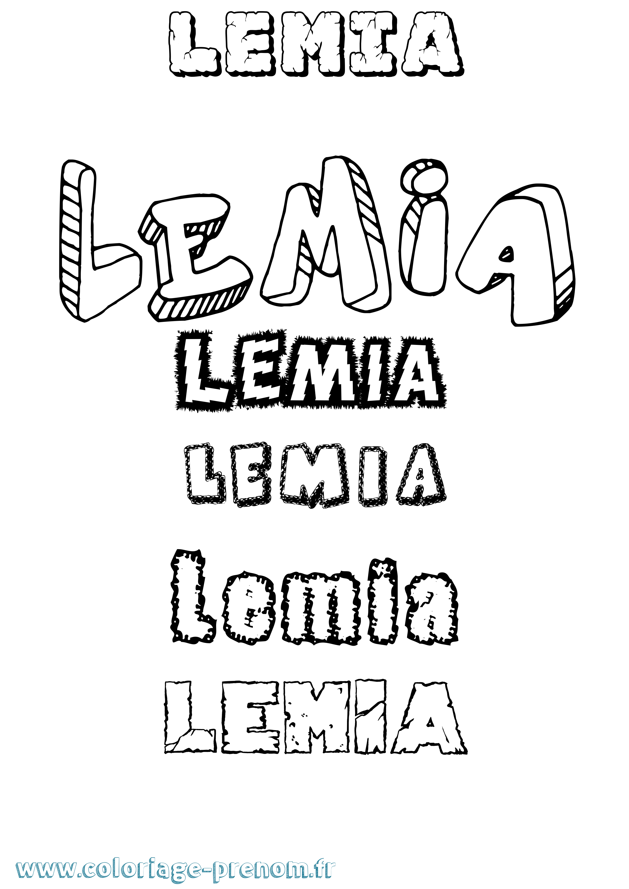 Coloriage Lemia Destructuré Coloriage prénom Lemia Destructuré
