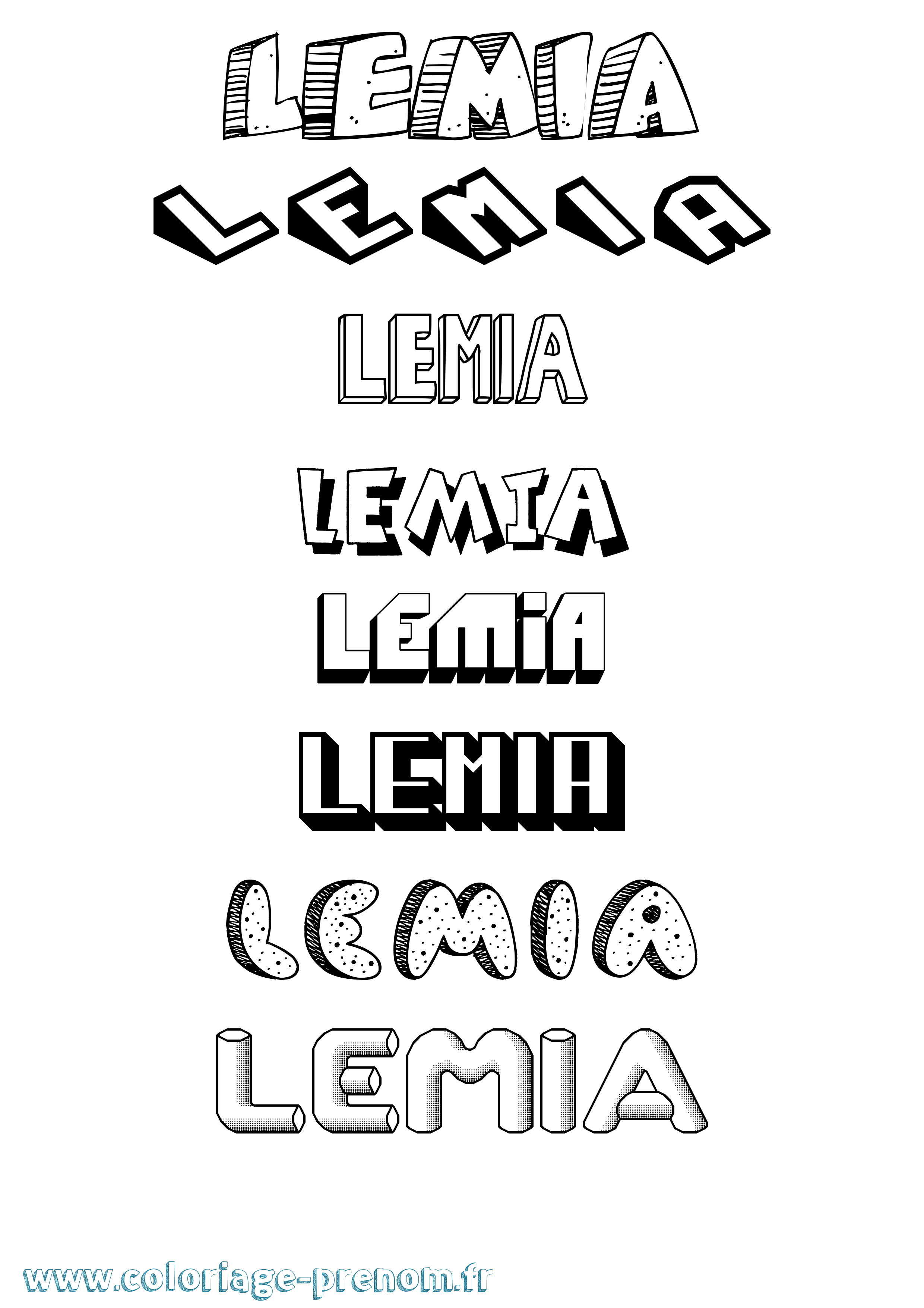 Coloriage Lemia Effet 3D Coloriage prénom Lemia Effet 3D