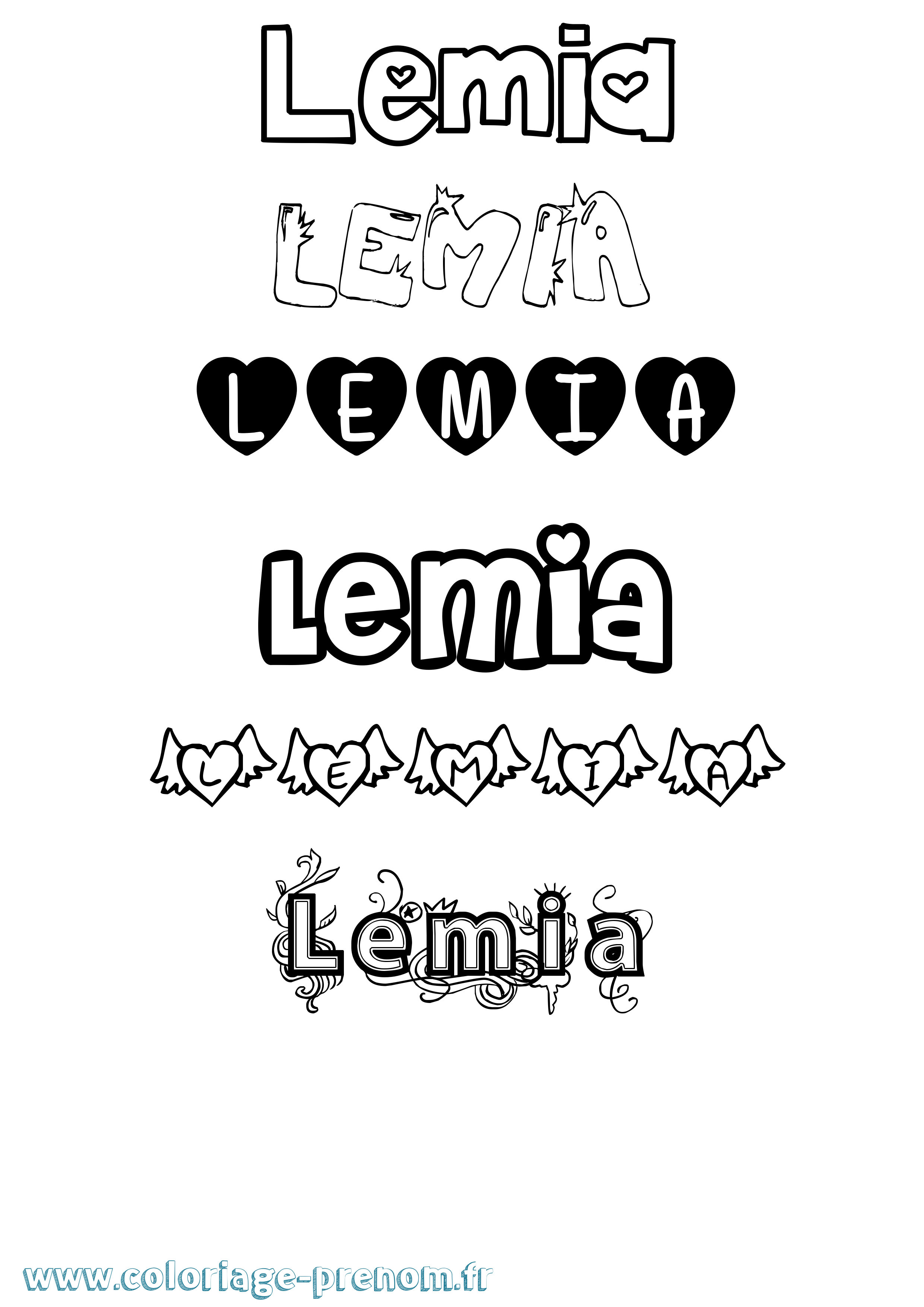 Coloriage Lemia Girly Coloriage prénom Lemia Girly