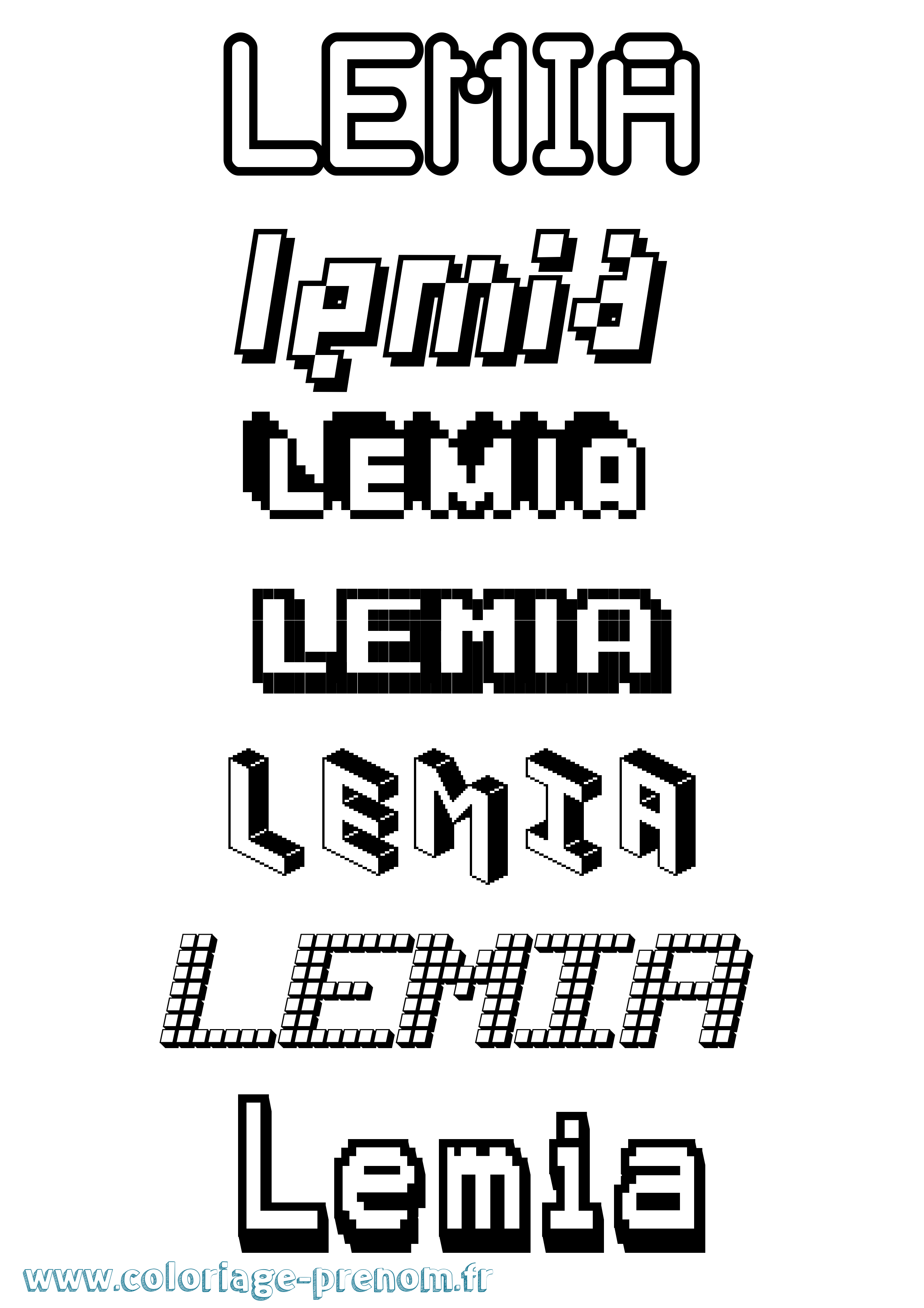 Coloriage Lemia Pixel Coloriage prénom Lemia Pixel