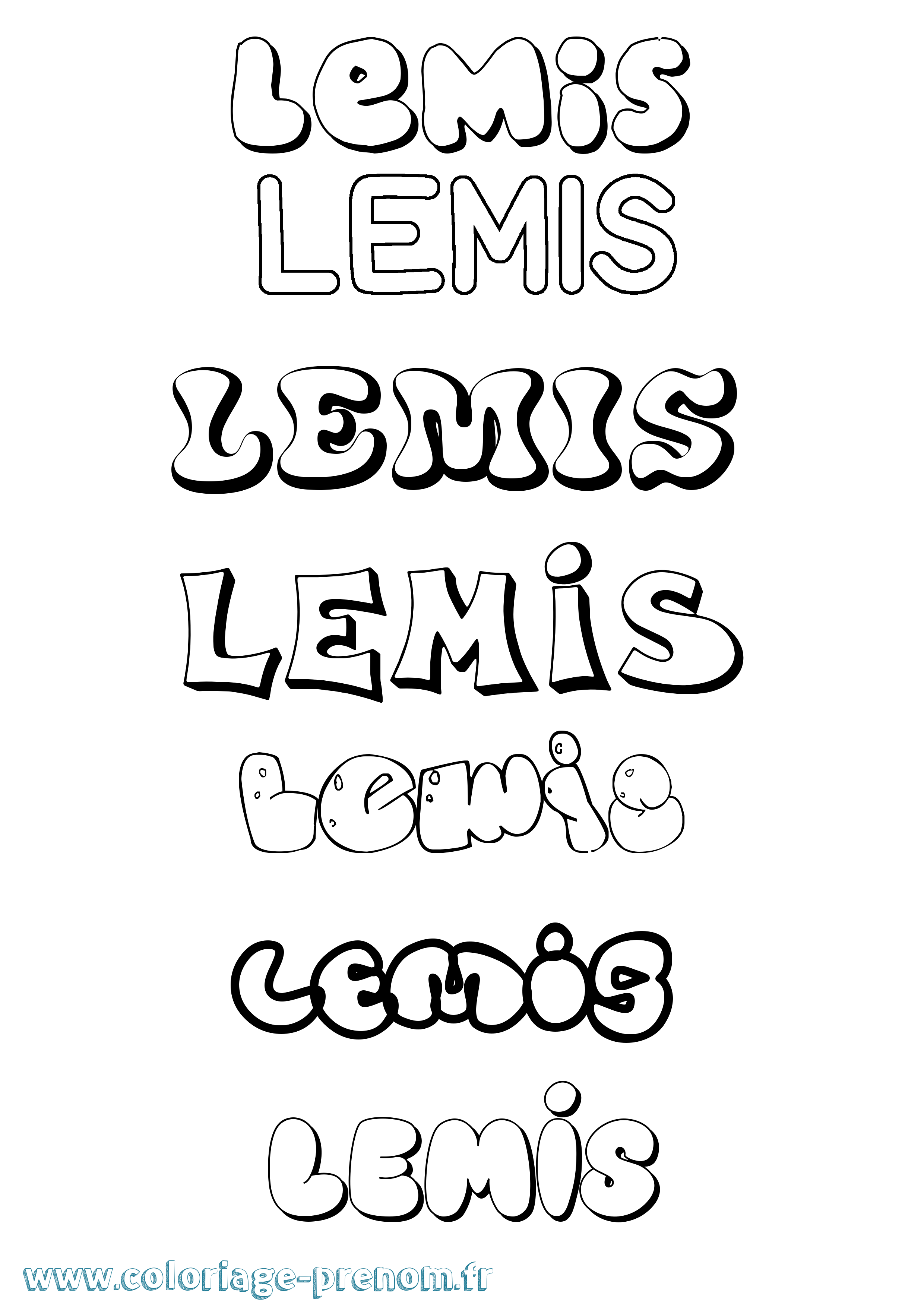 Coloriage Lemis Bubble Coloriage prénom Lemis Bubble