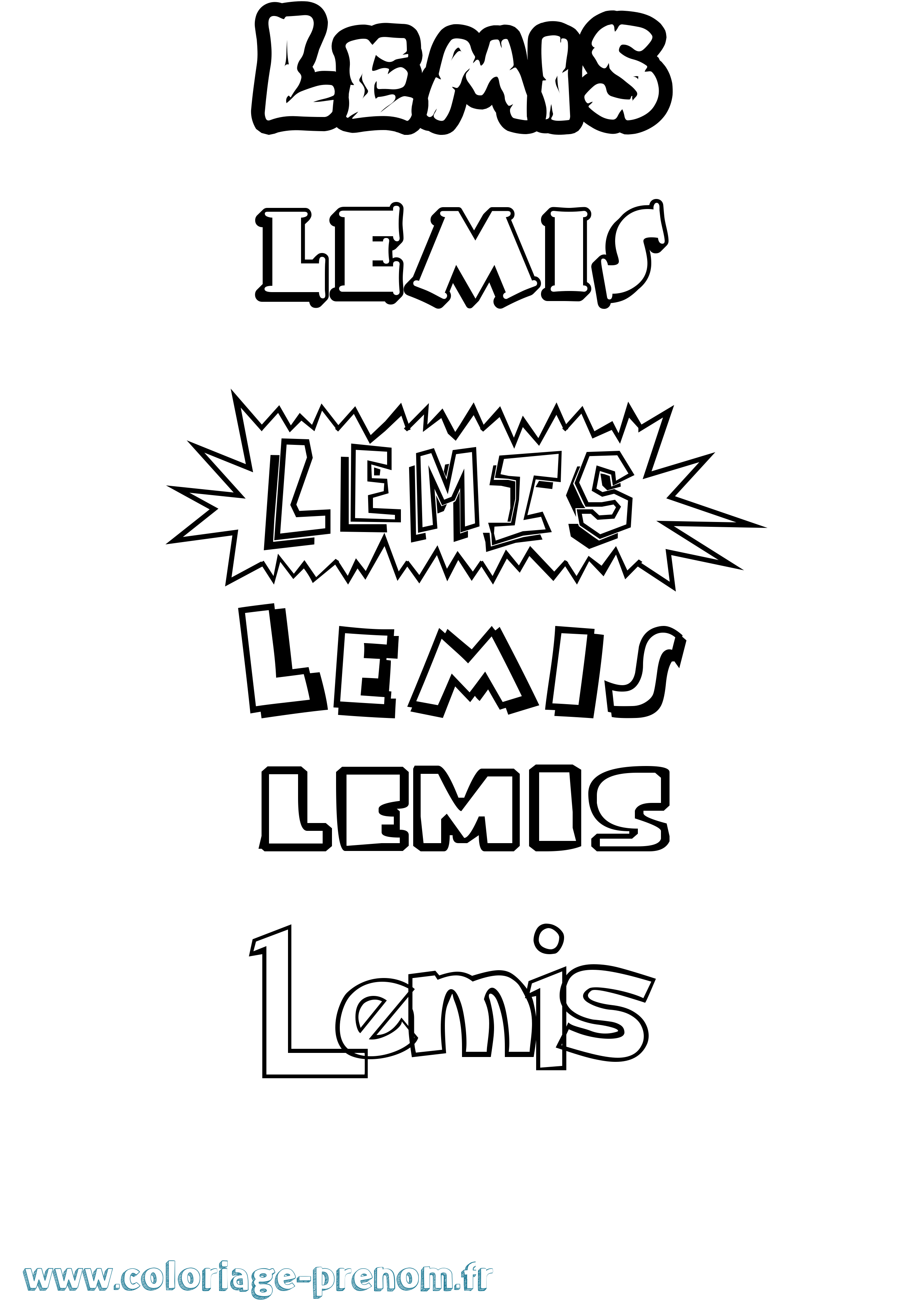 Coloriage Lemis Dessin Animé Coloriage prénom Lemis Dessin Animé