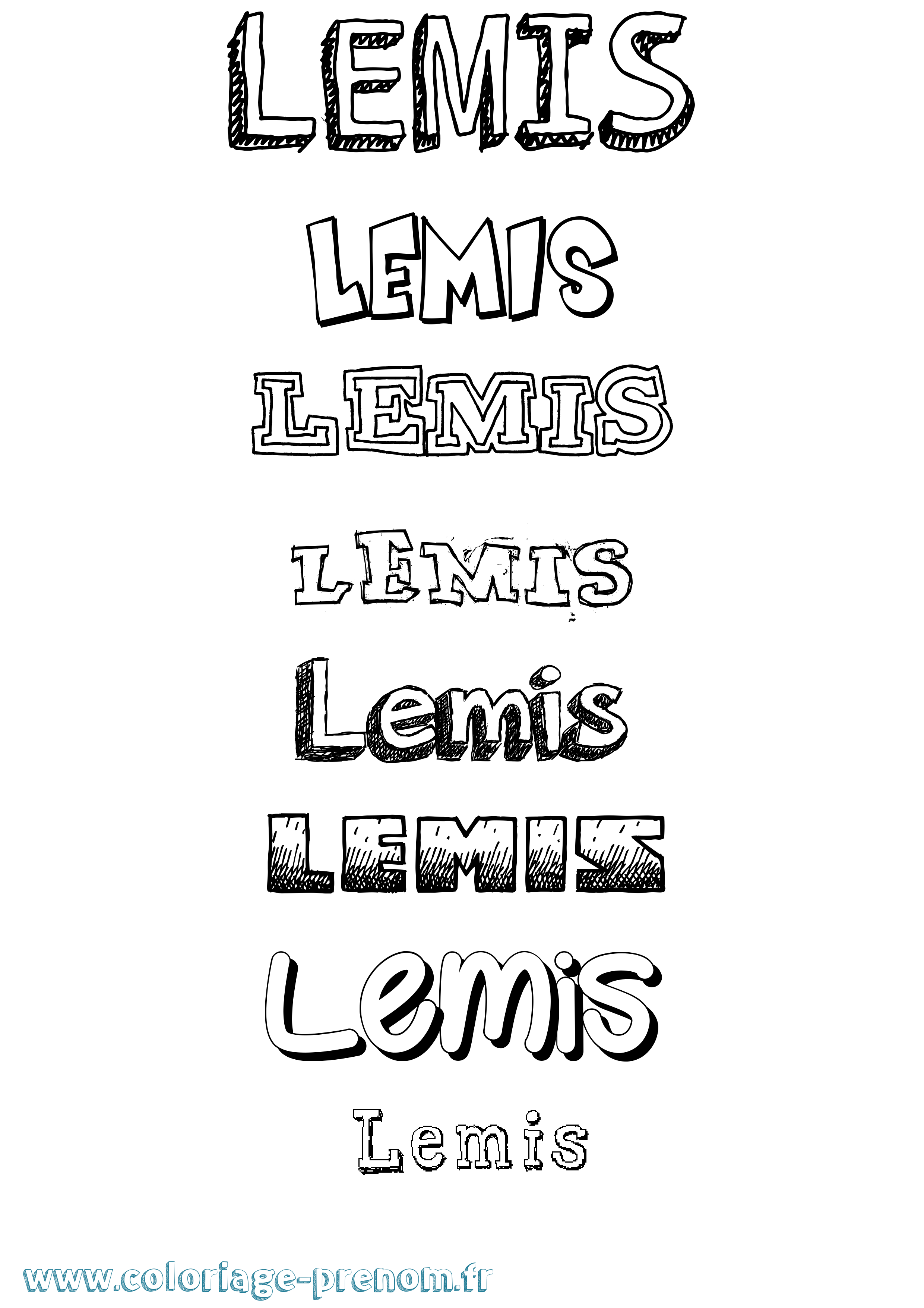 Coloriage Lemis Dessiné Coloriage prénom Lemis Dessiné