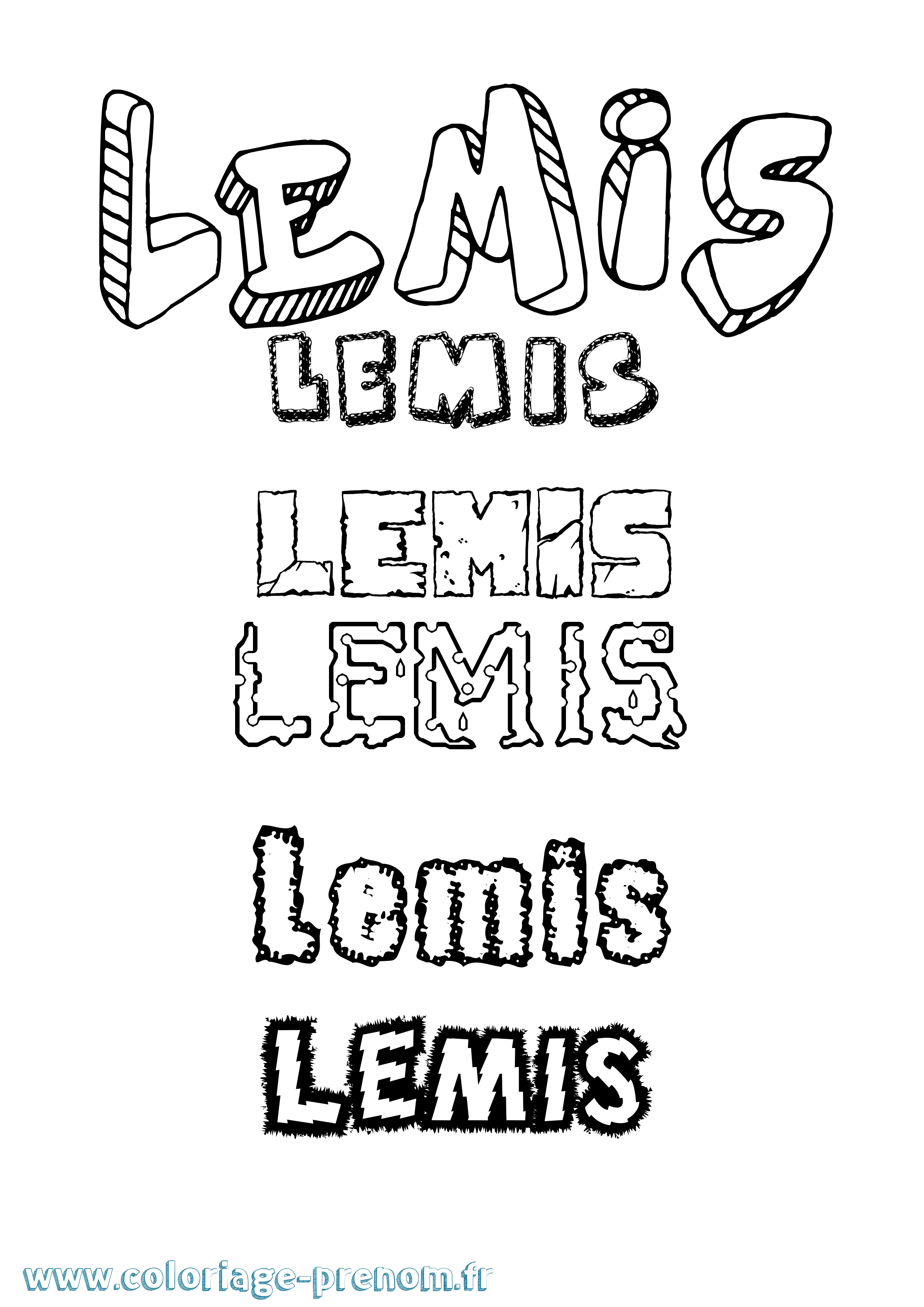 Coloriage Lemis Destructuré Coloriage prénom Lemis Destructuré