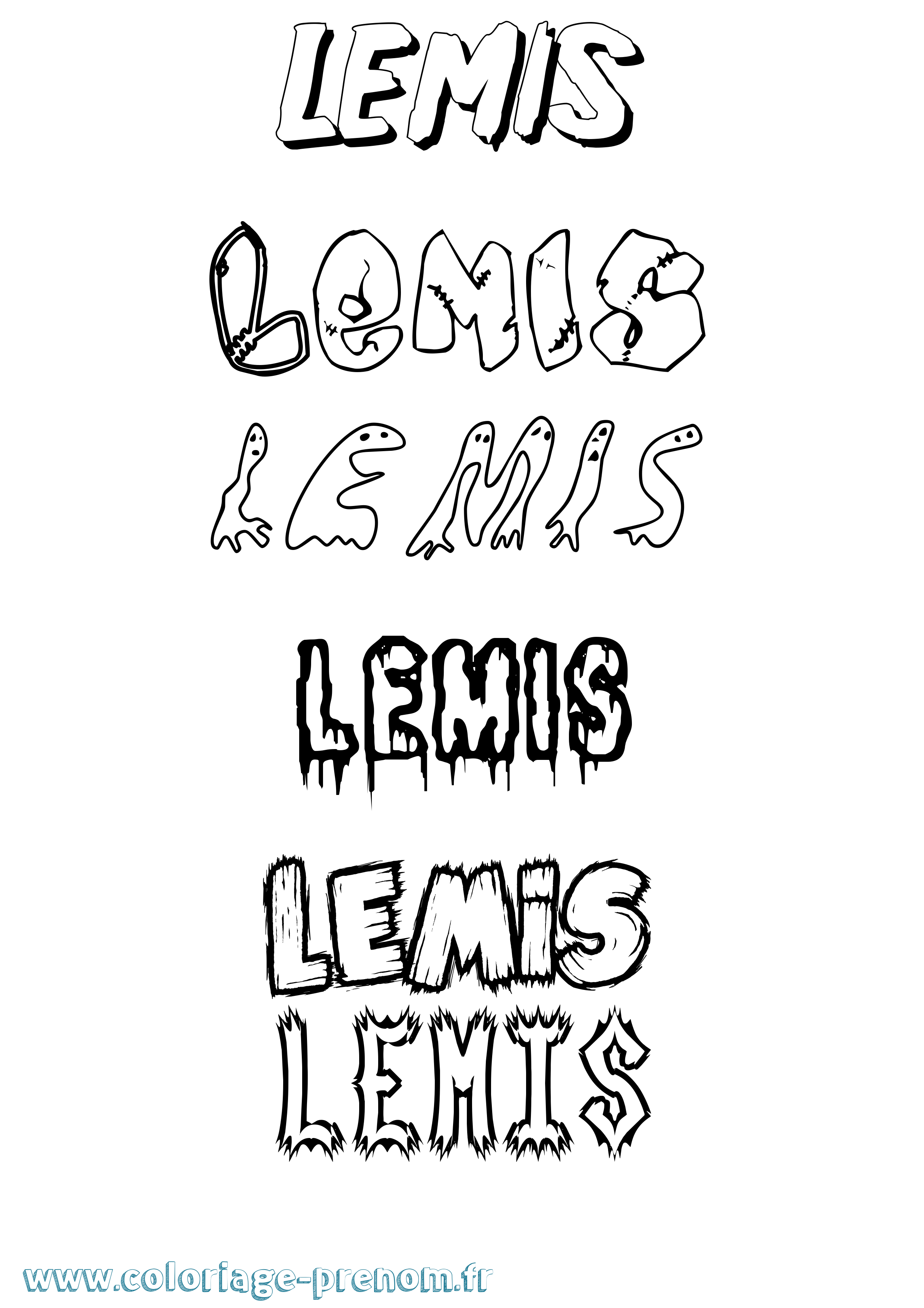 Coloriage Lemis Frisson Coloriage prénom Lemis Frisson