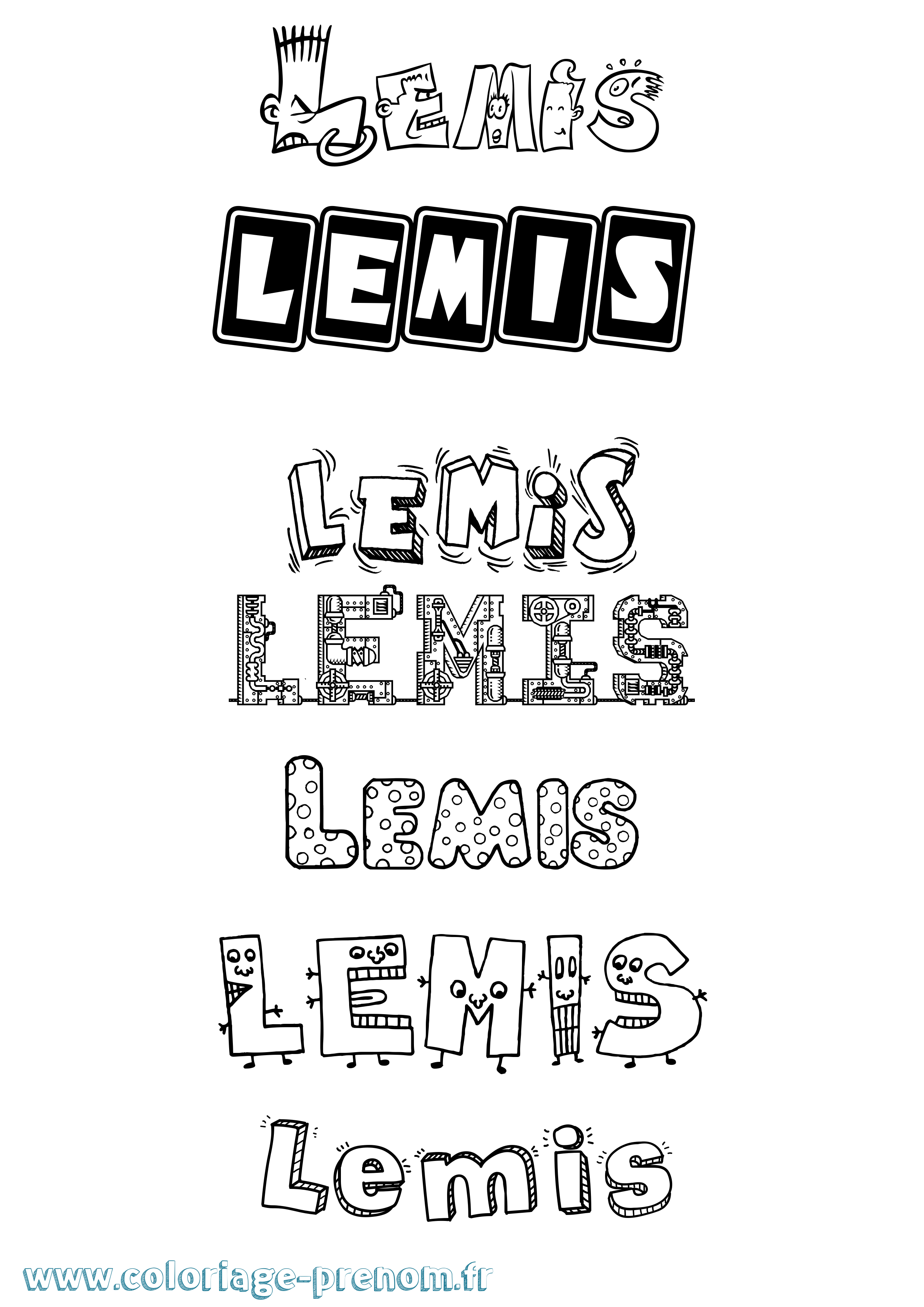 Coloriage Lemis Fun Coloriage prénom Lemis Fun