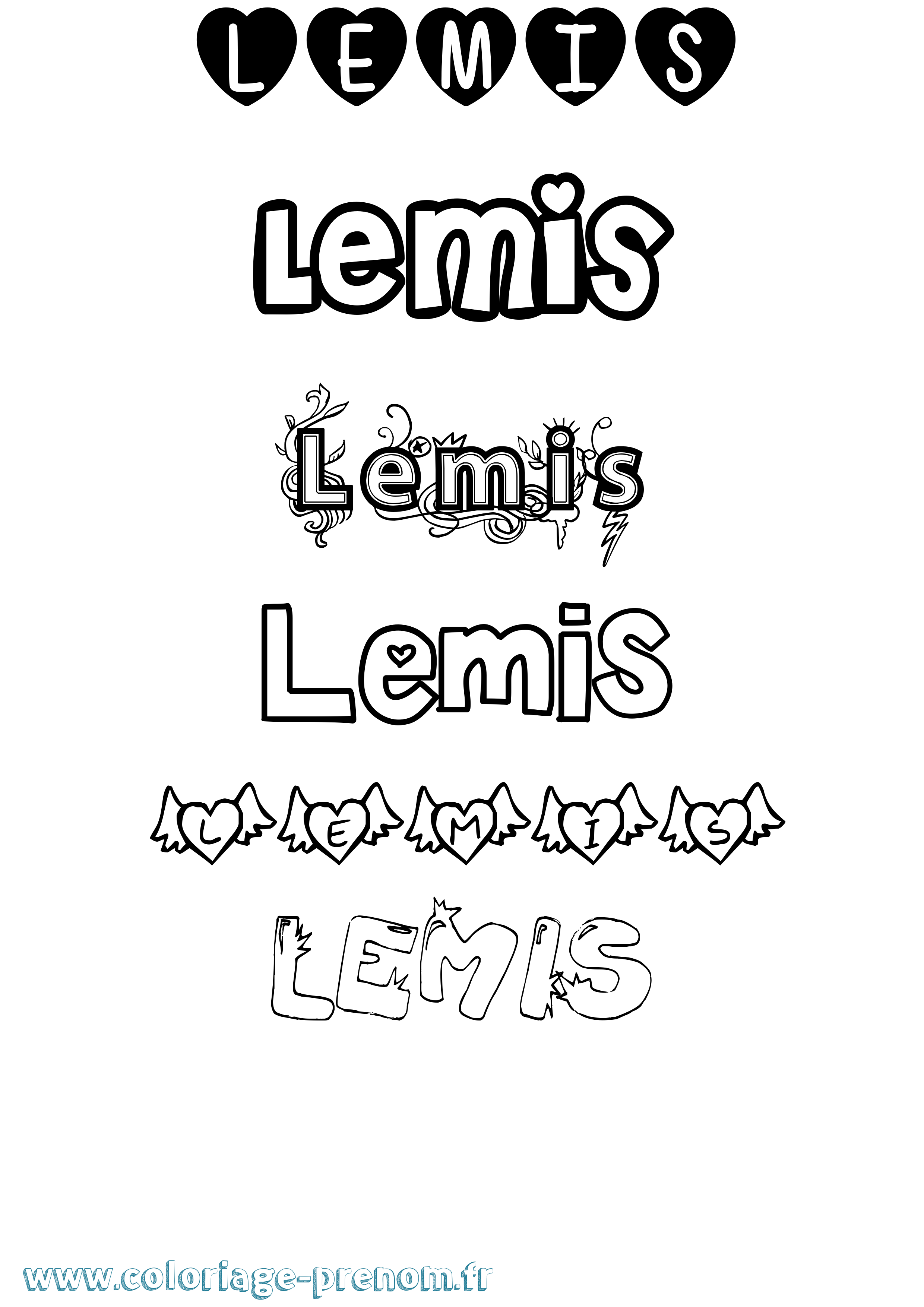 Coloriage Lemis Girly Coloriage prénom Lemis Girly