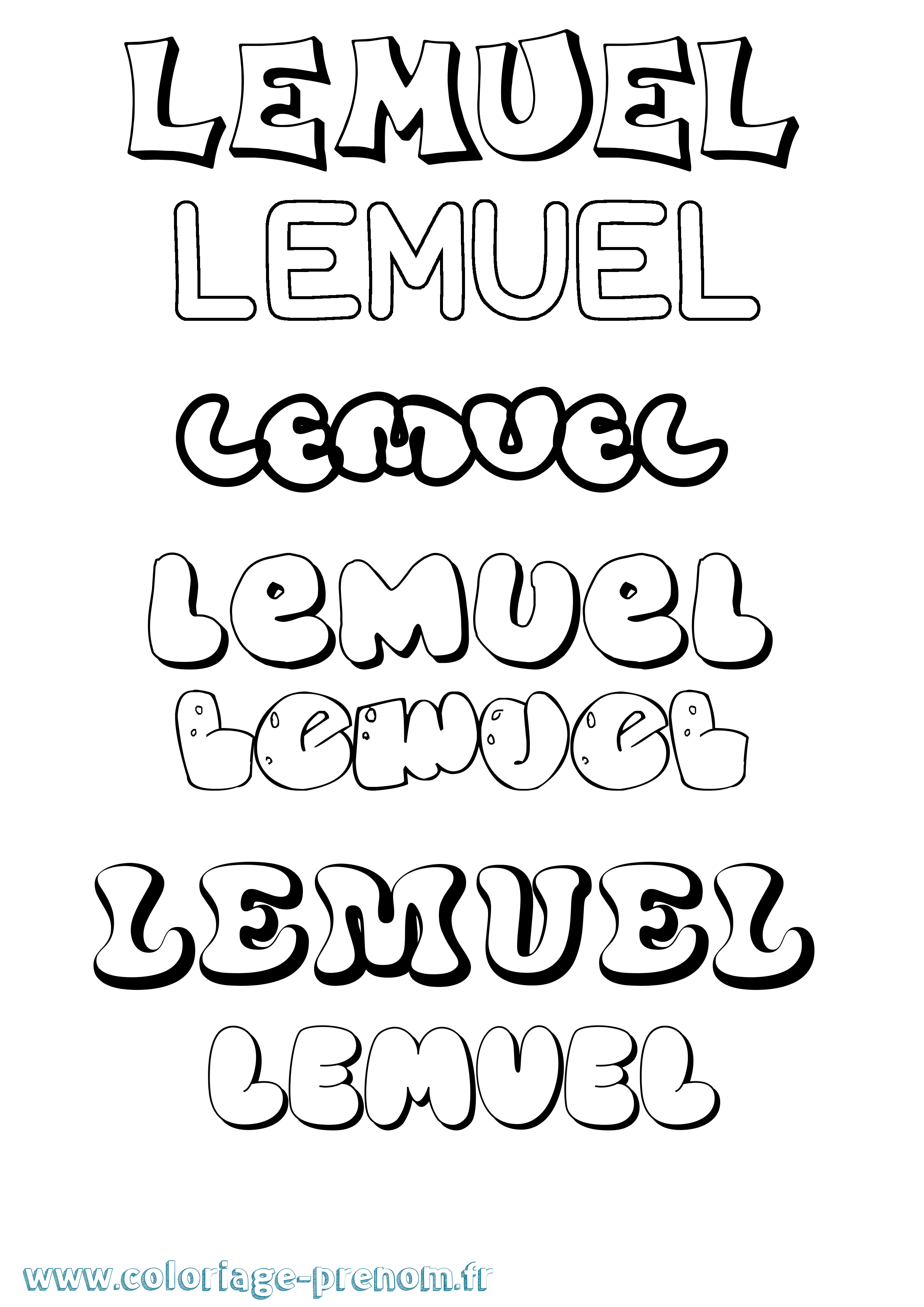 Coloriage Lemuel Bubble Coloriage prénom Lemuel Bubble