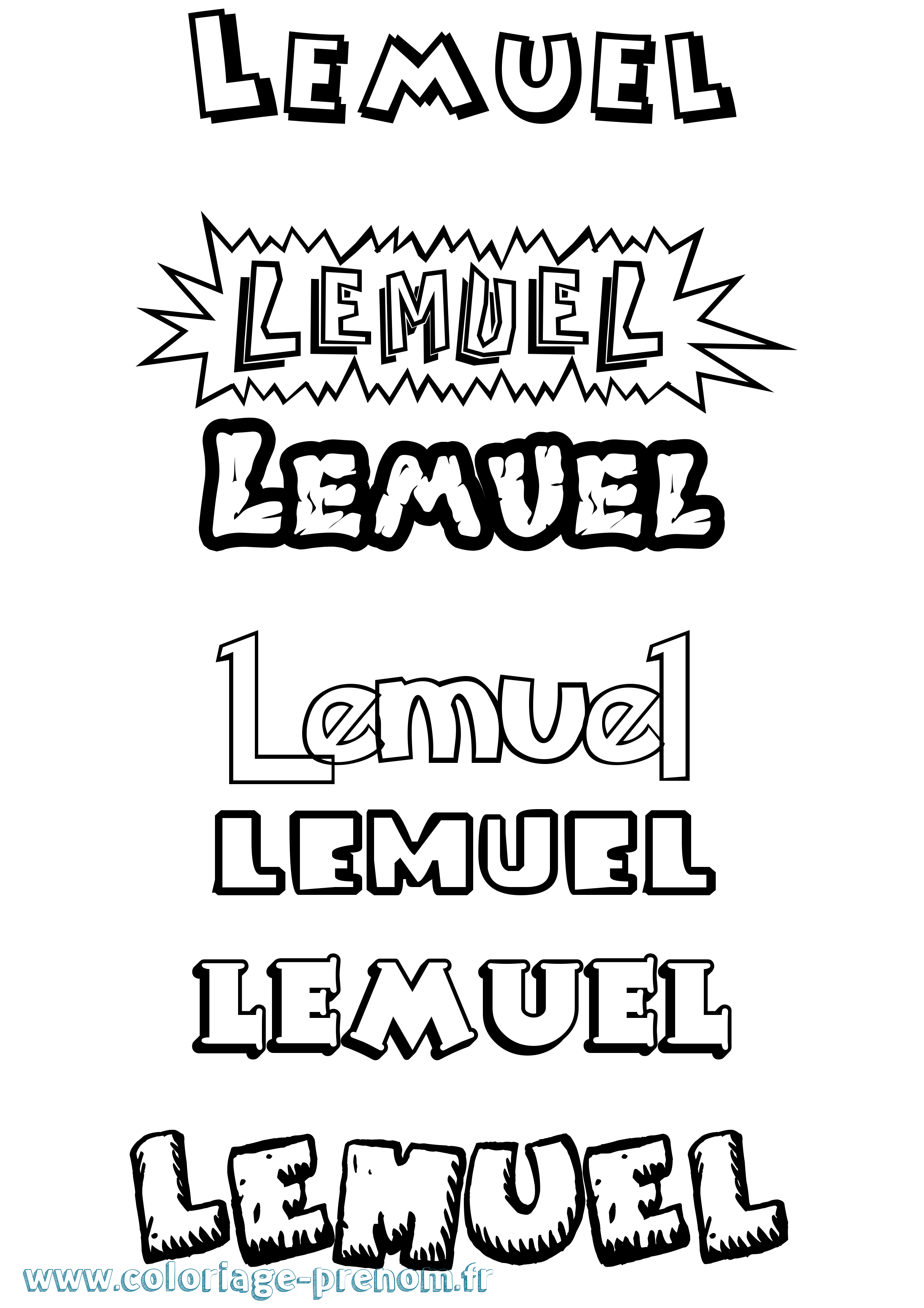 Coloriage Lemuel Dessin Animé Coloriage prénom Lemuel Dessin Animé