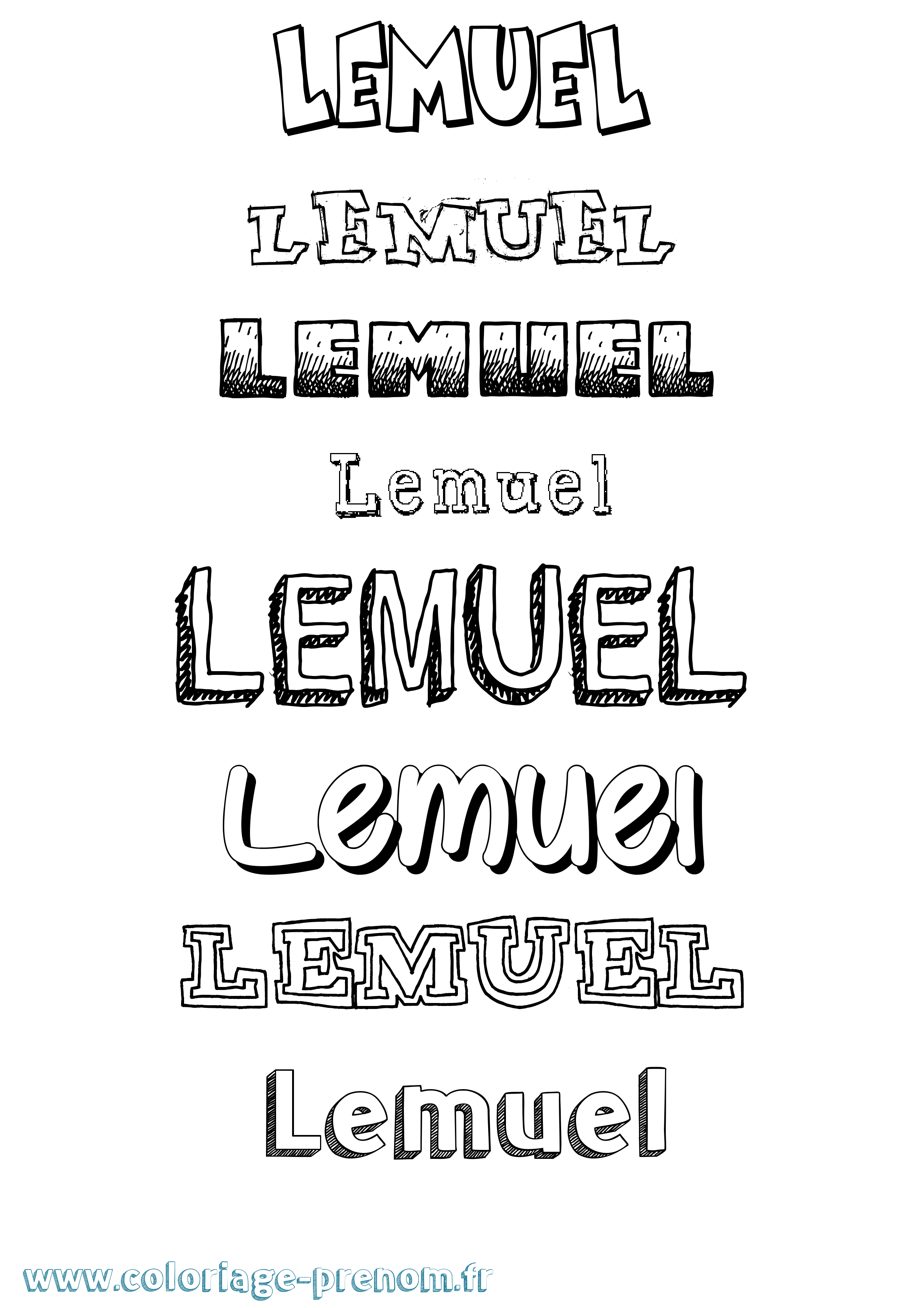 Coloriage Lemuel Dessiné Coloriage prénom Lemuel Dessiné
