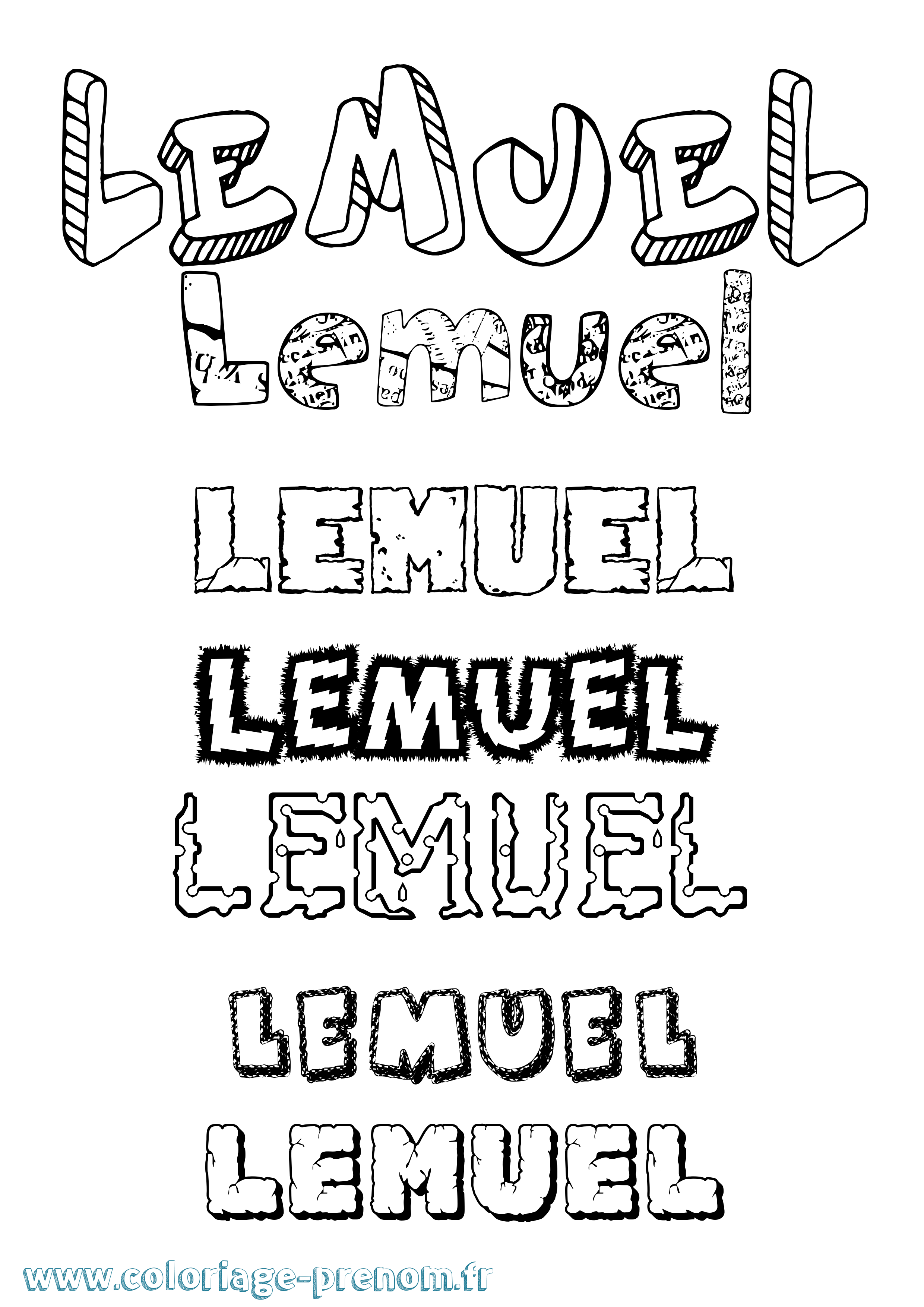Coloriage Lemuel Destructuré Coloriage prénom Lemuel Destructuré