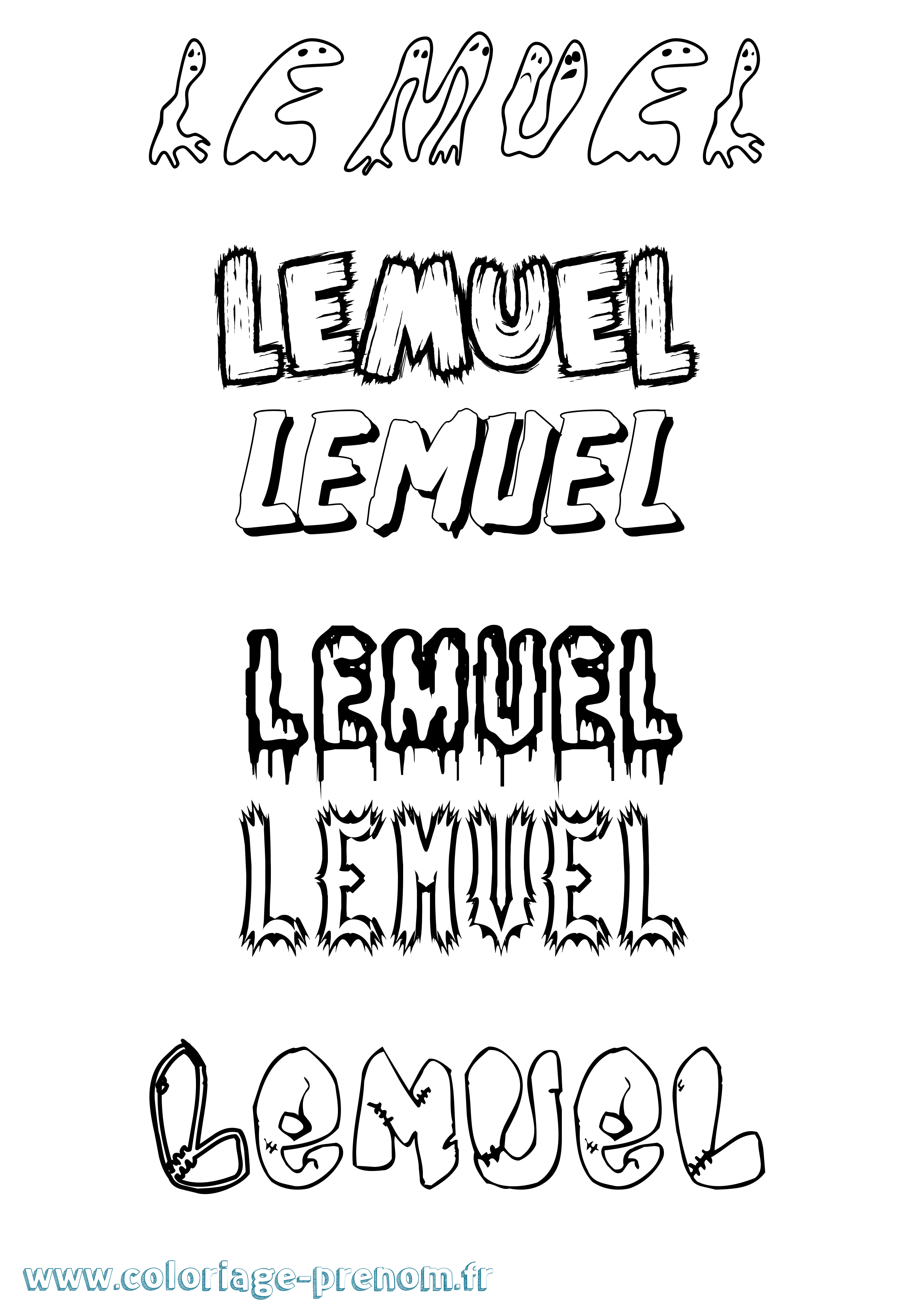 Coloriage Lemuel Frisson Coloriage prénom Lemuel Frisson