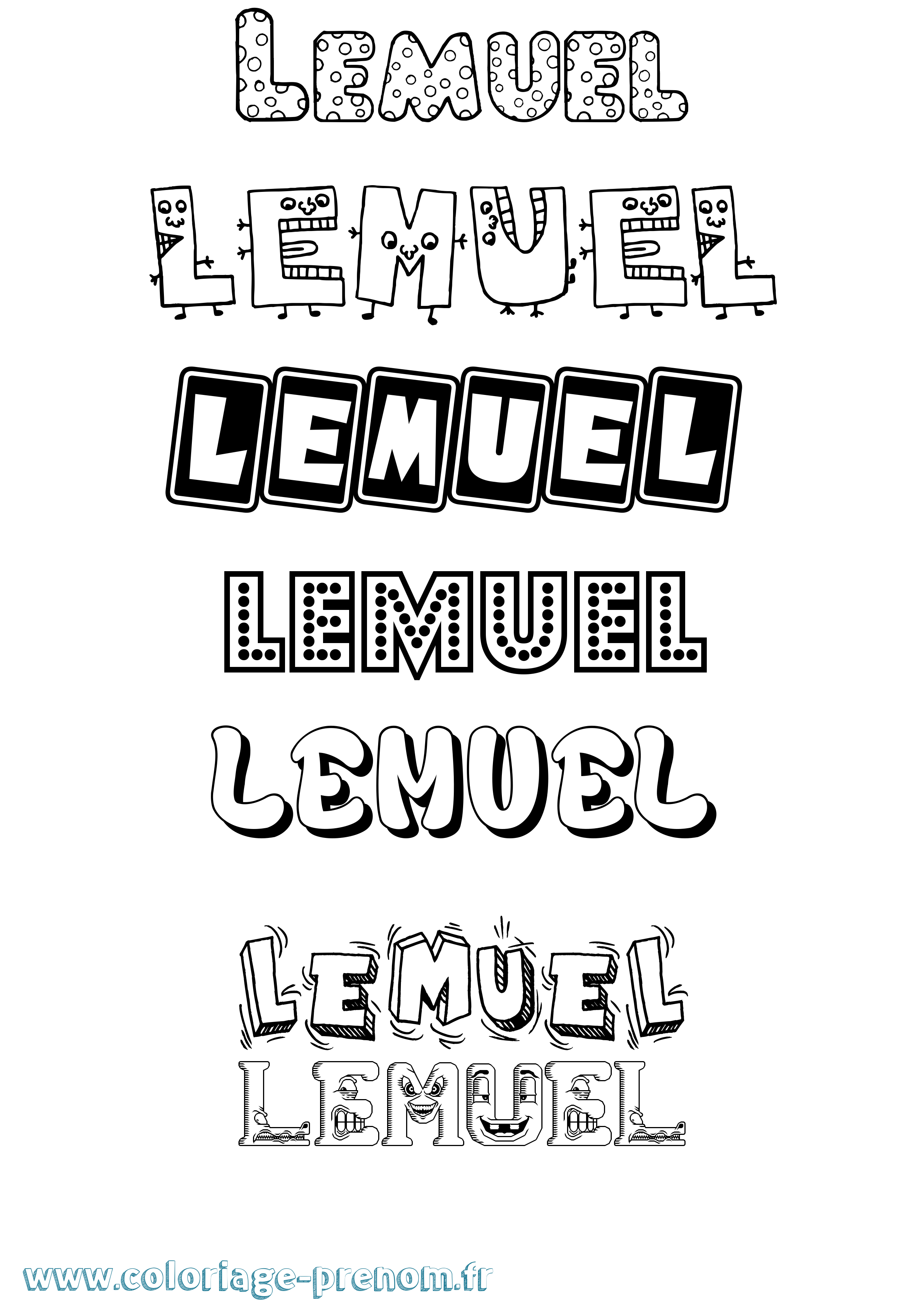 Coloriage Lemuel Fun Coloriage prénom Lemuel Fun