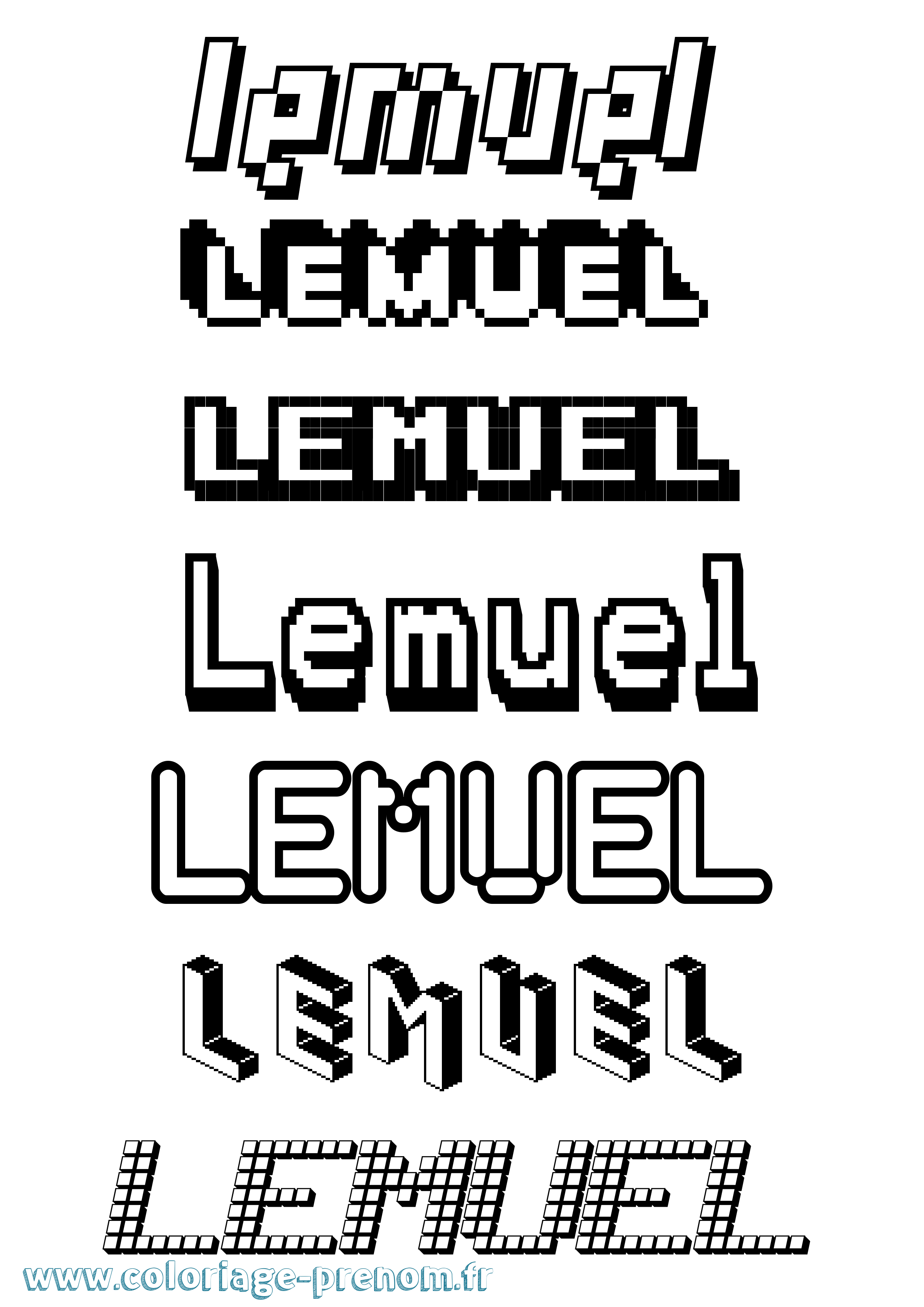 Coloriage Lemuel Pixel Coloriage prénom Lemuel Pixel