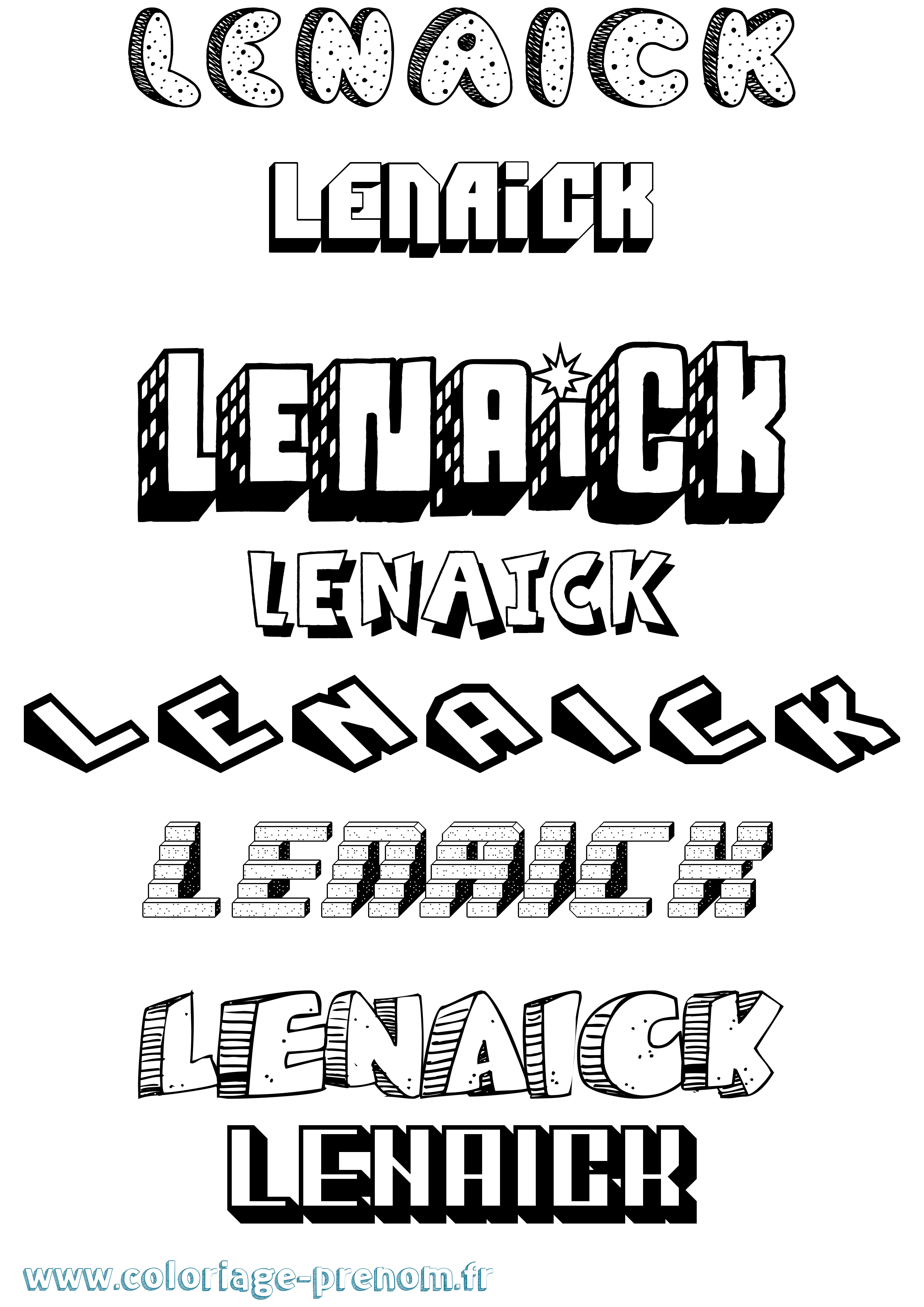 Coloriage Lenaick Effet 3D Coloriage prénom Lenaick Effet 3D