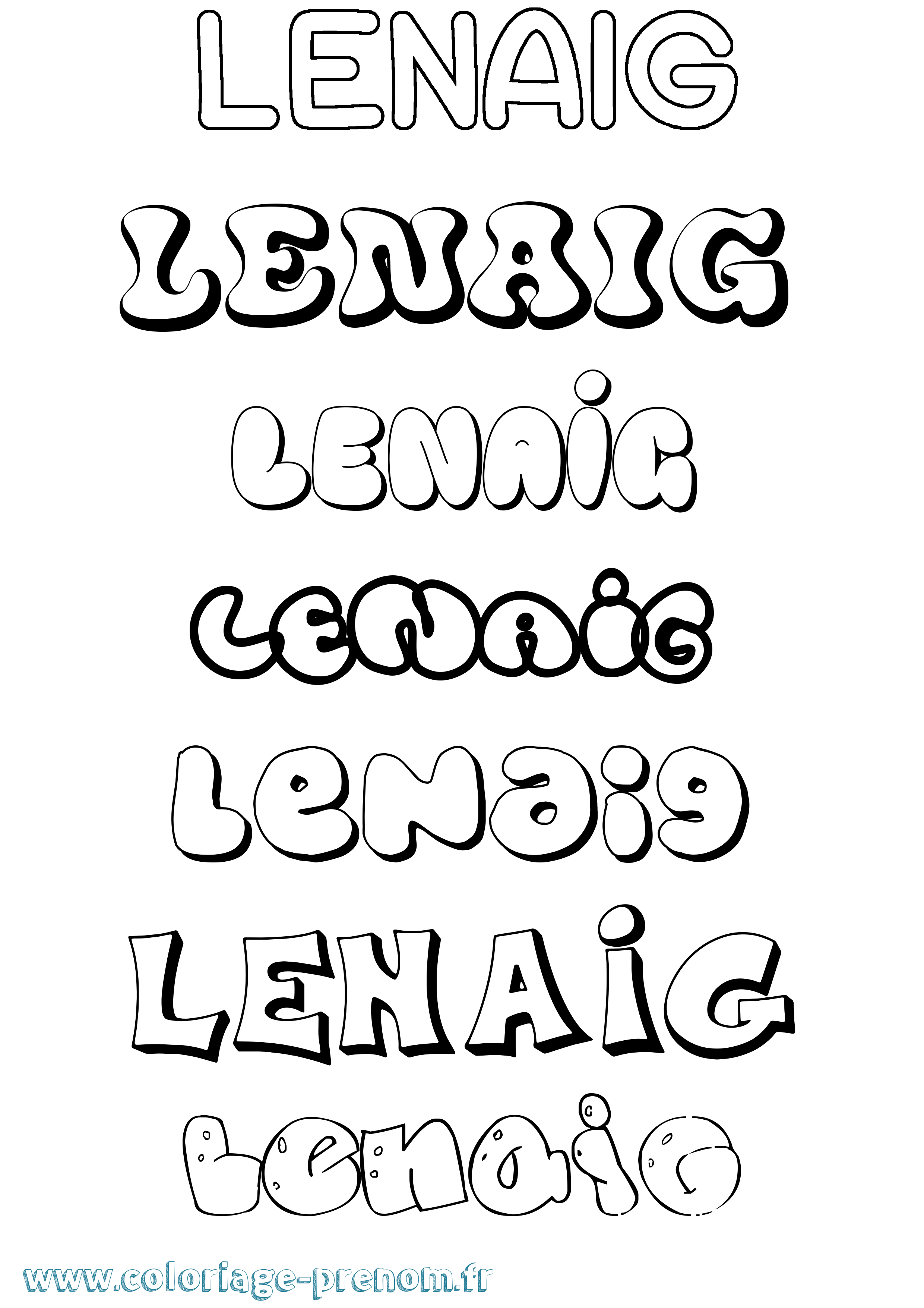 Coloriage Lenaig Bubble Coloriage prénom Lenaig Bubble