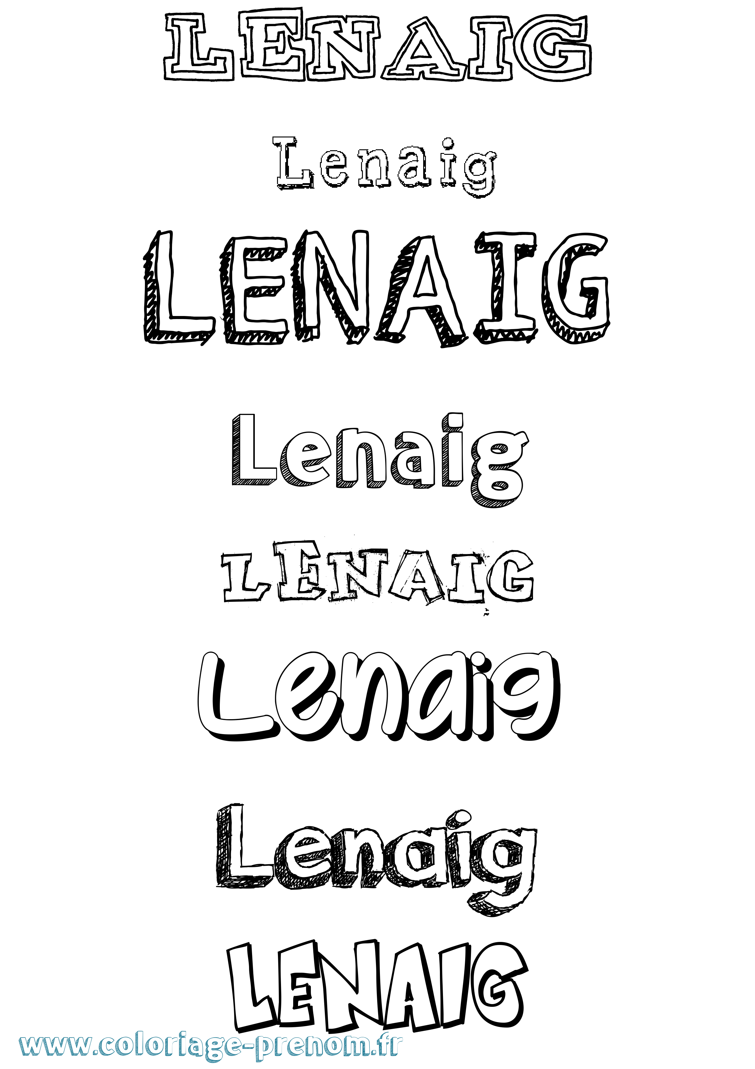 Coloriage Lenaig Dessiné Coloriage prénom Lenaig Dessiné