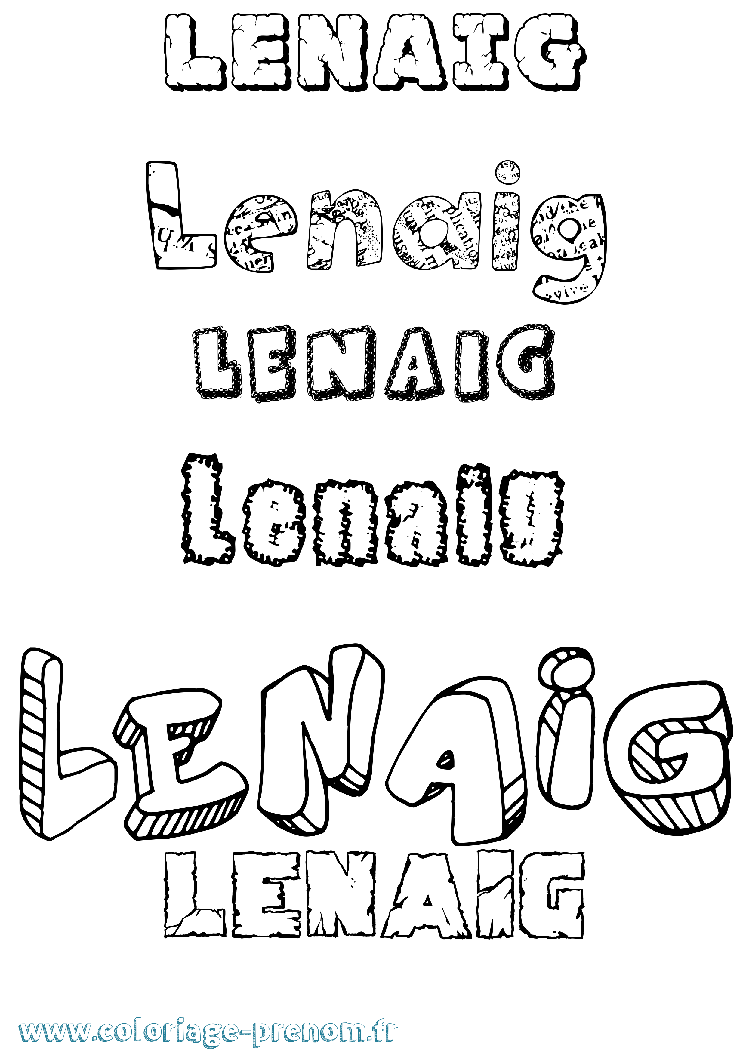 Coloriage Lenaig Destructuré Coloriage prénom Lenaig Destructuré