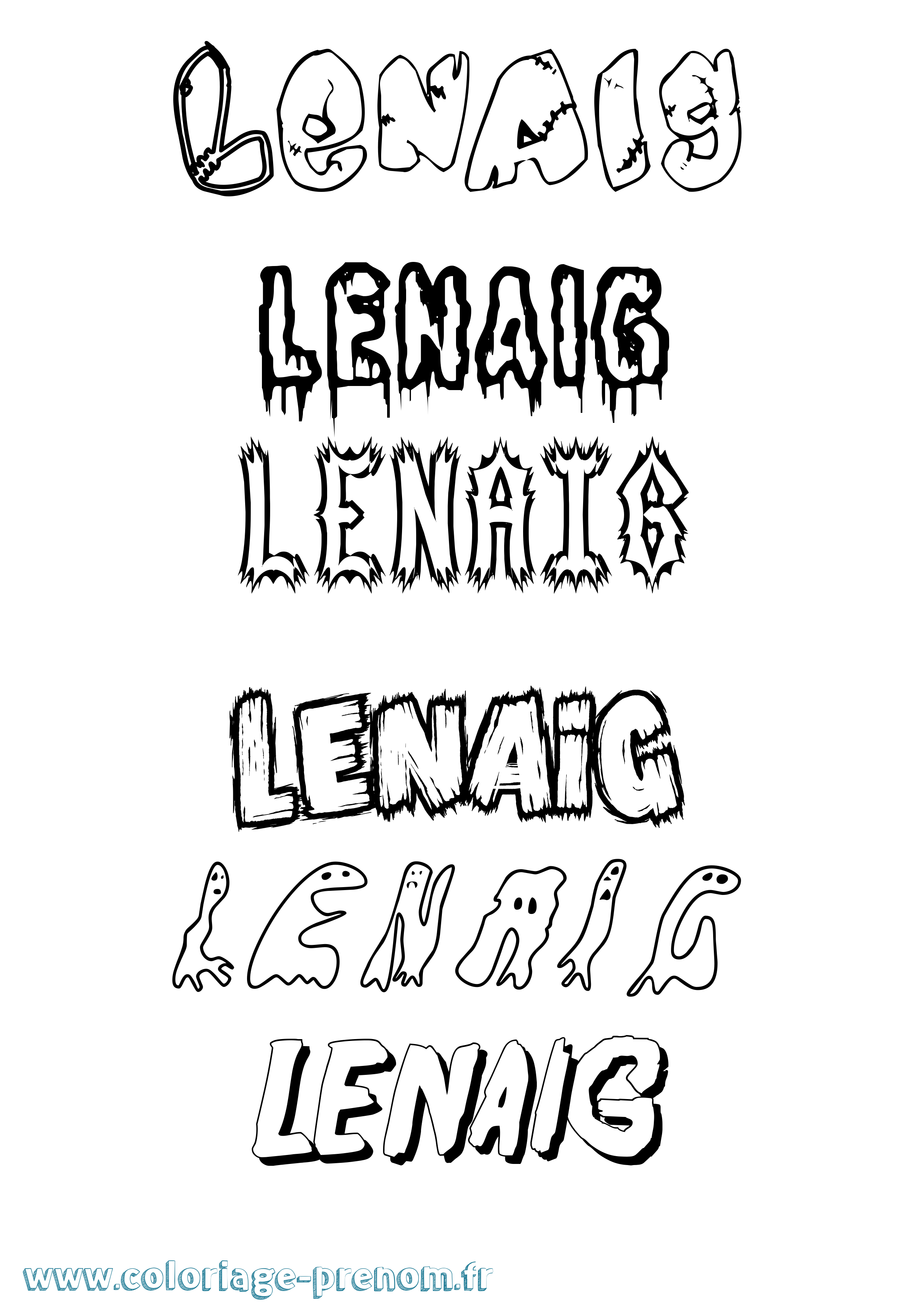 Coloriage Lenaig Frisson Coloriage prénom Lenaig Frisson